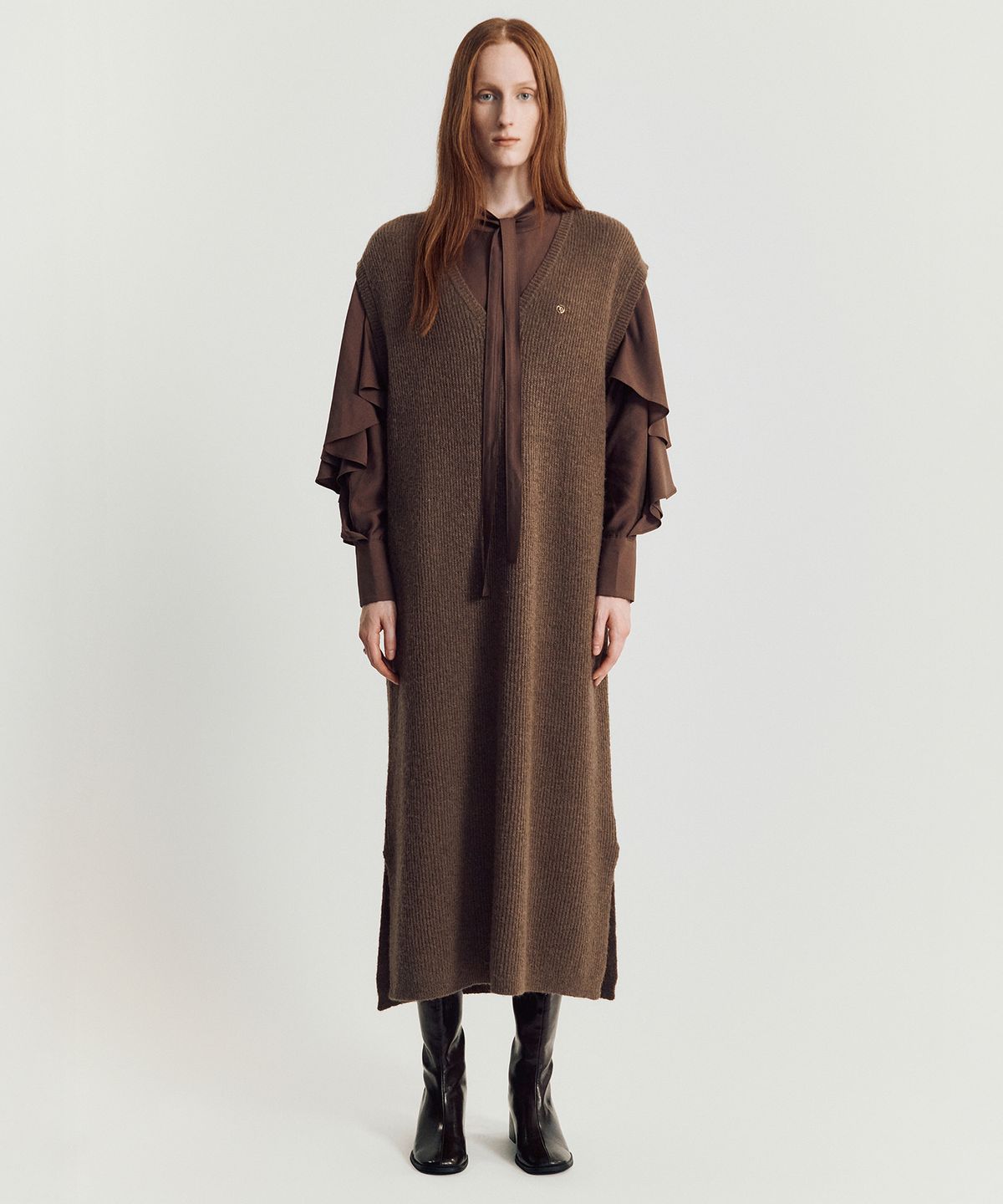 메이버유(MAYVERU) Volodina Knit Long Vest _ Brown