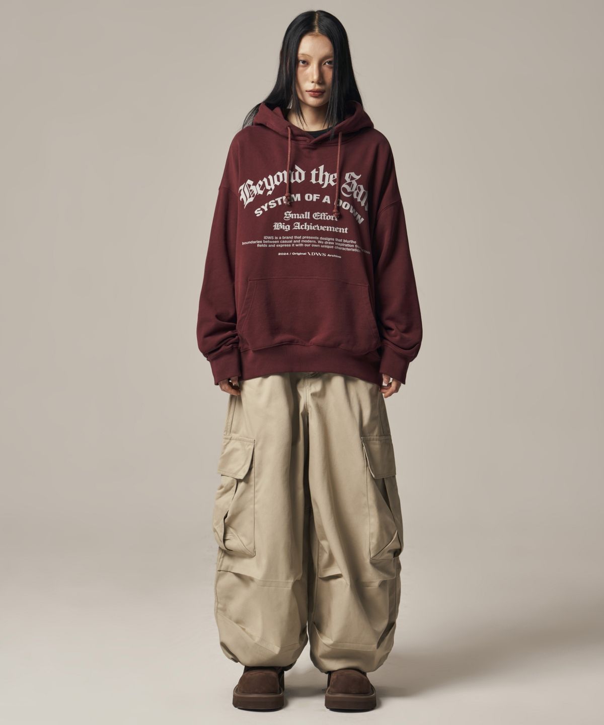 아이돈워너셀(IDWS) System Down Hoodie Burgundy