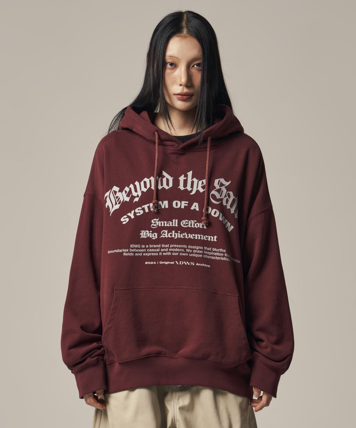 아이돈워너셀(IDWS) System Down Hoodie Burgundy
