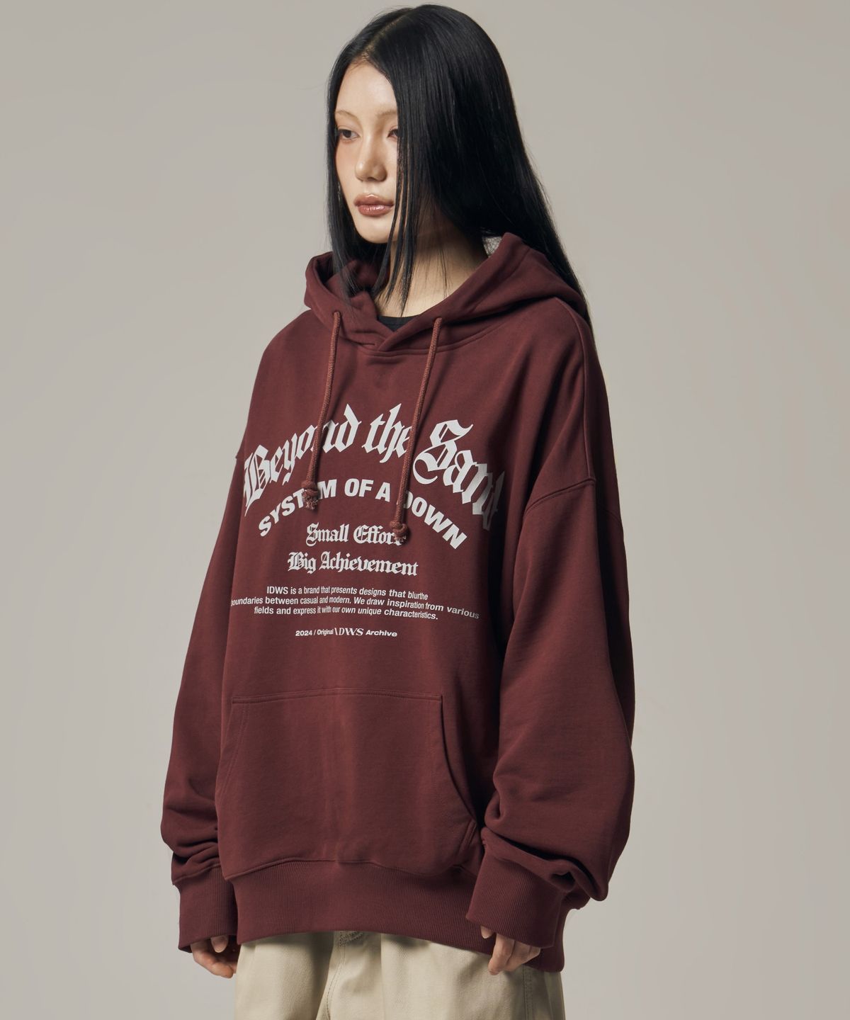 아이돈워너셀(IDWS) System Down Hoodie Burgundy