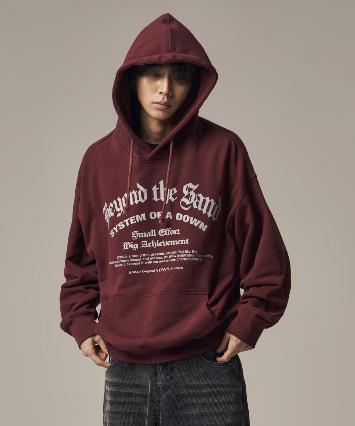 아이돈워너셀(IDWS) System Down Hoodie Burgundy