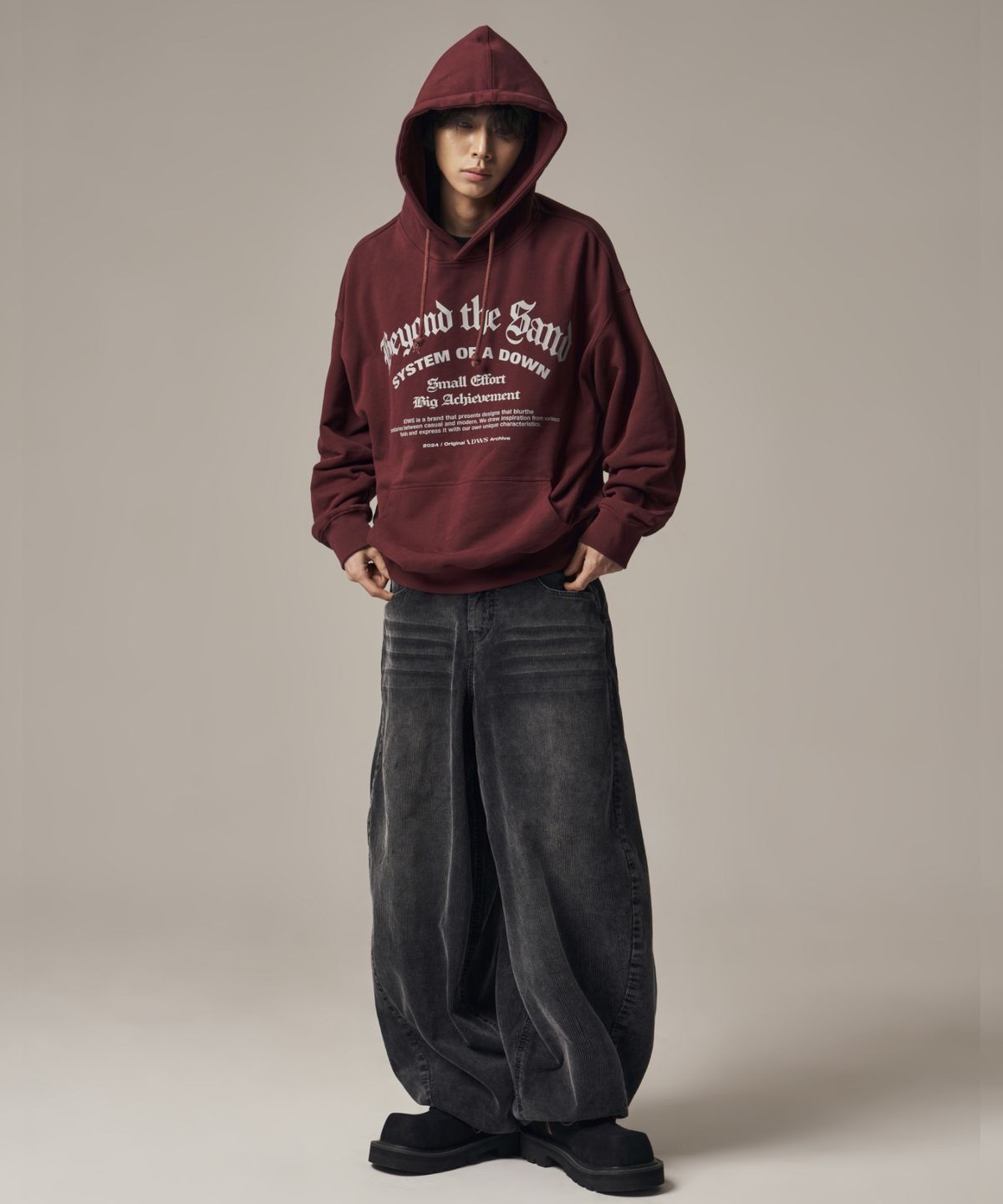 아이돈워너셀(IDWS) System Down Hoodie Burgundy