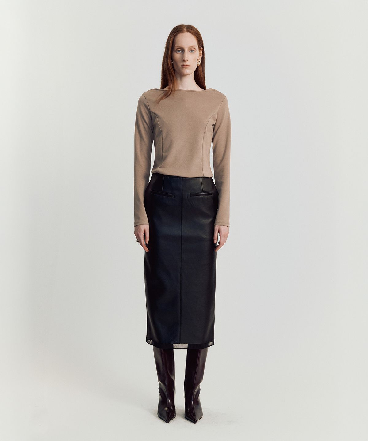 메이버유(MAYVERU) Batto boat Neck T-shirt _ Beige