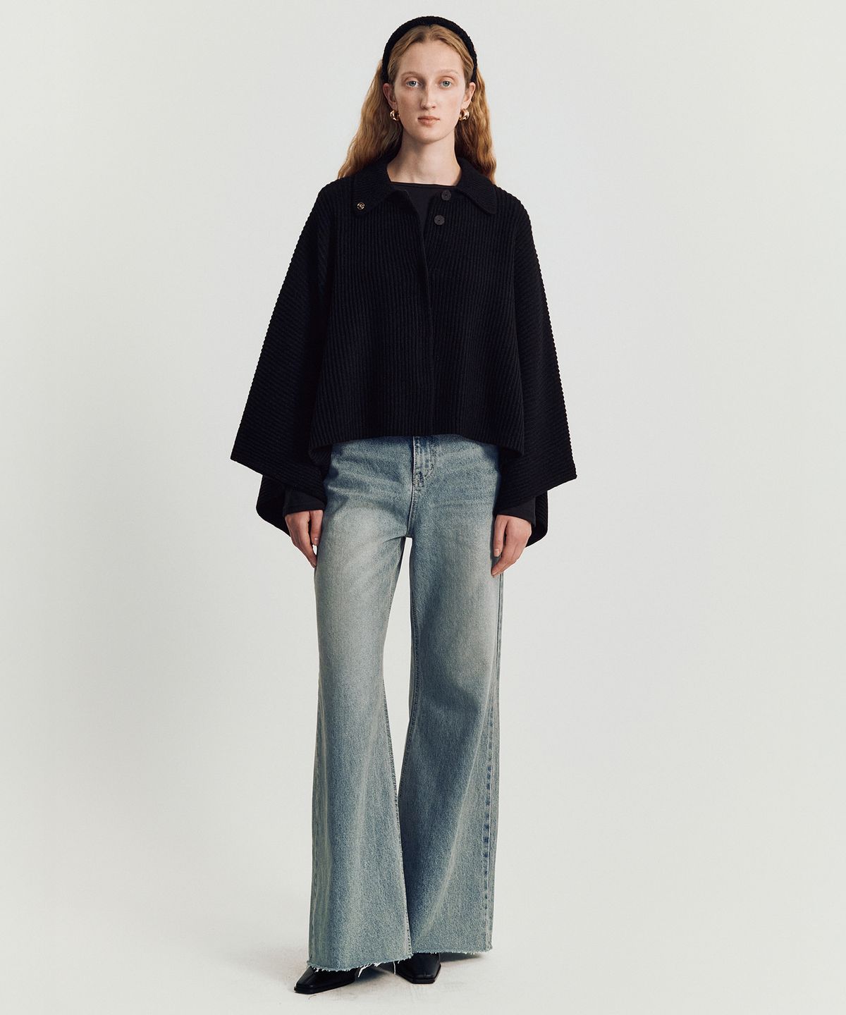 메이버유(MAYVERU) Roddie Cape Knit jacket _ Black
