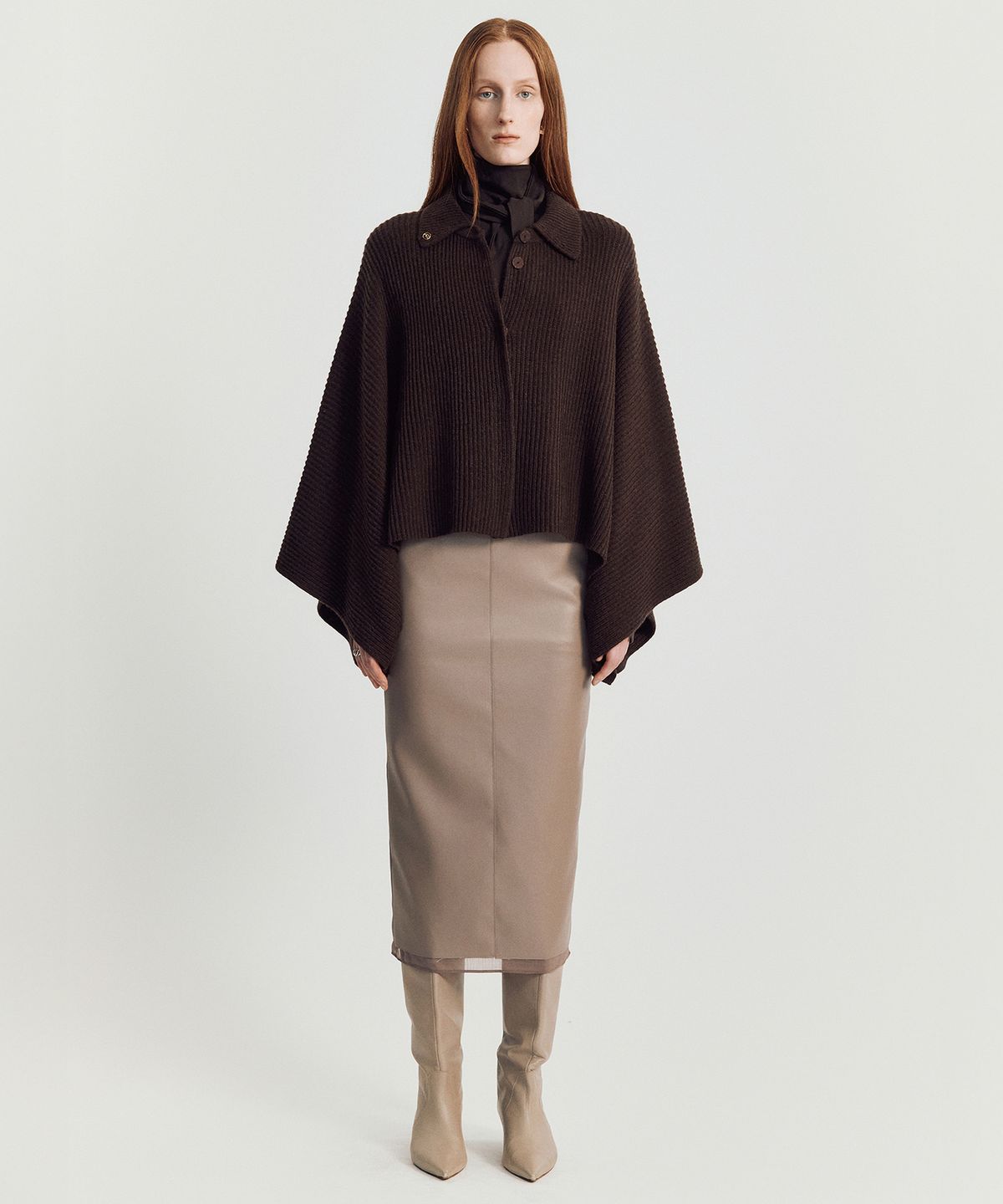 메이버유(MAYVERU) Roddie Cape Knit jacket _ Brown