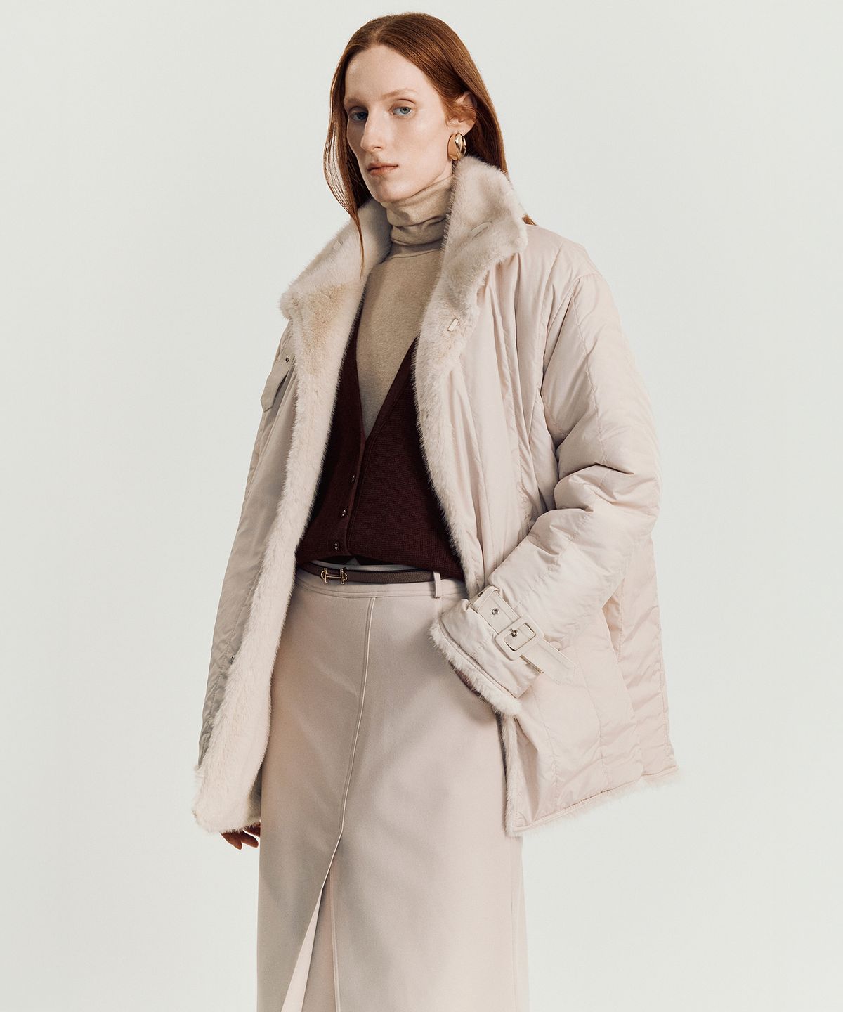 메이버유(MAYVERU) Sicilian reversible fur jacket _ Ivory