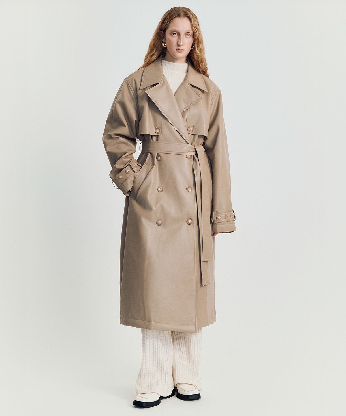 메이버유(MAYVERU) Fonda leather coat _ Beige