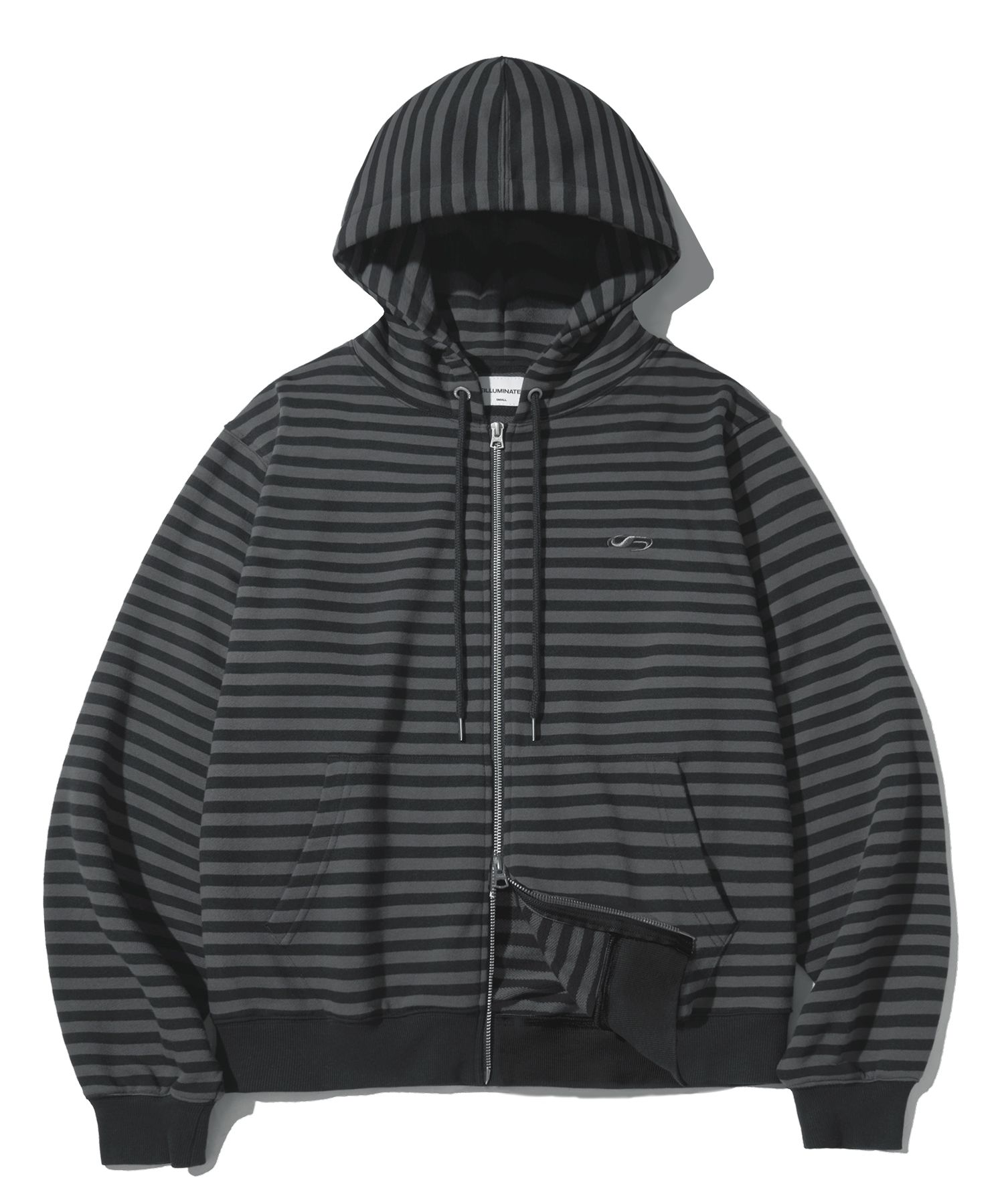 MUSINSA | FILLUMINATE Symbol Stripe Hooded Zip-Up - Black