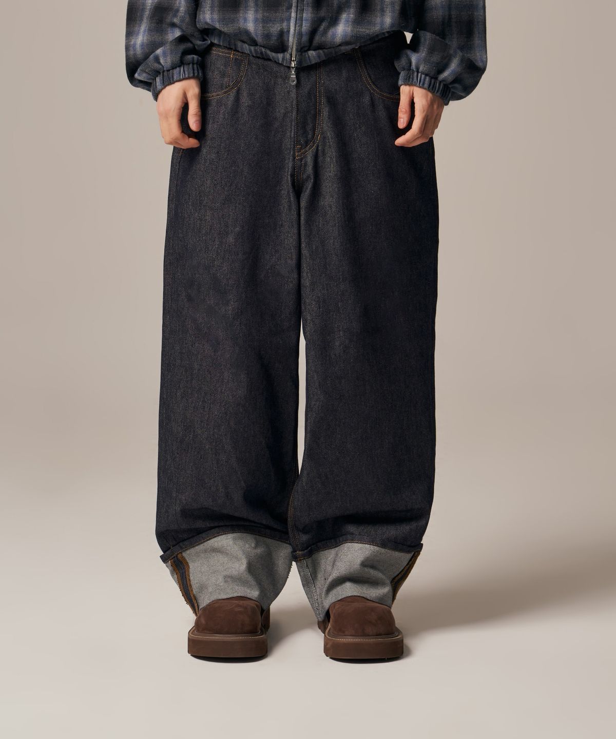 아이돈워너셀(IDWS) Bolly Roll Up Raw Denim Pants Indigo