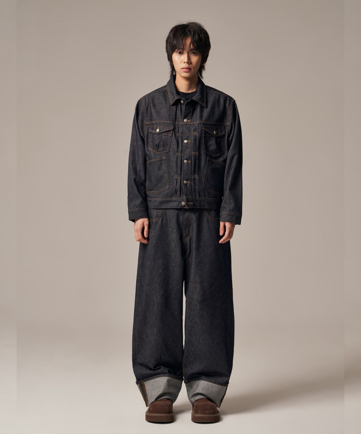 아이돈워너셀(IDWS) Bolly Roll Up Raw Denim Pants Indigo