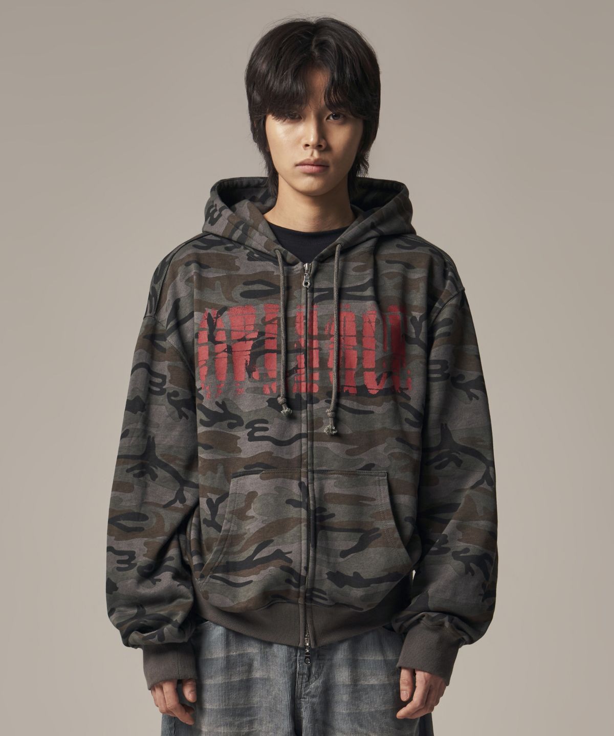 아이돈워너셀(IDWS) Oblique Hoodie Zip Up Dark Multi