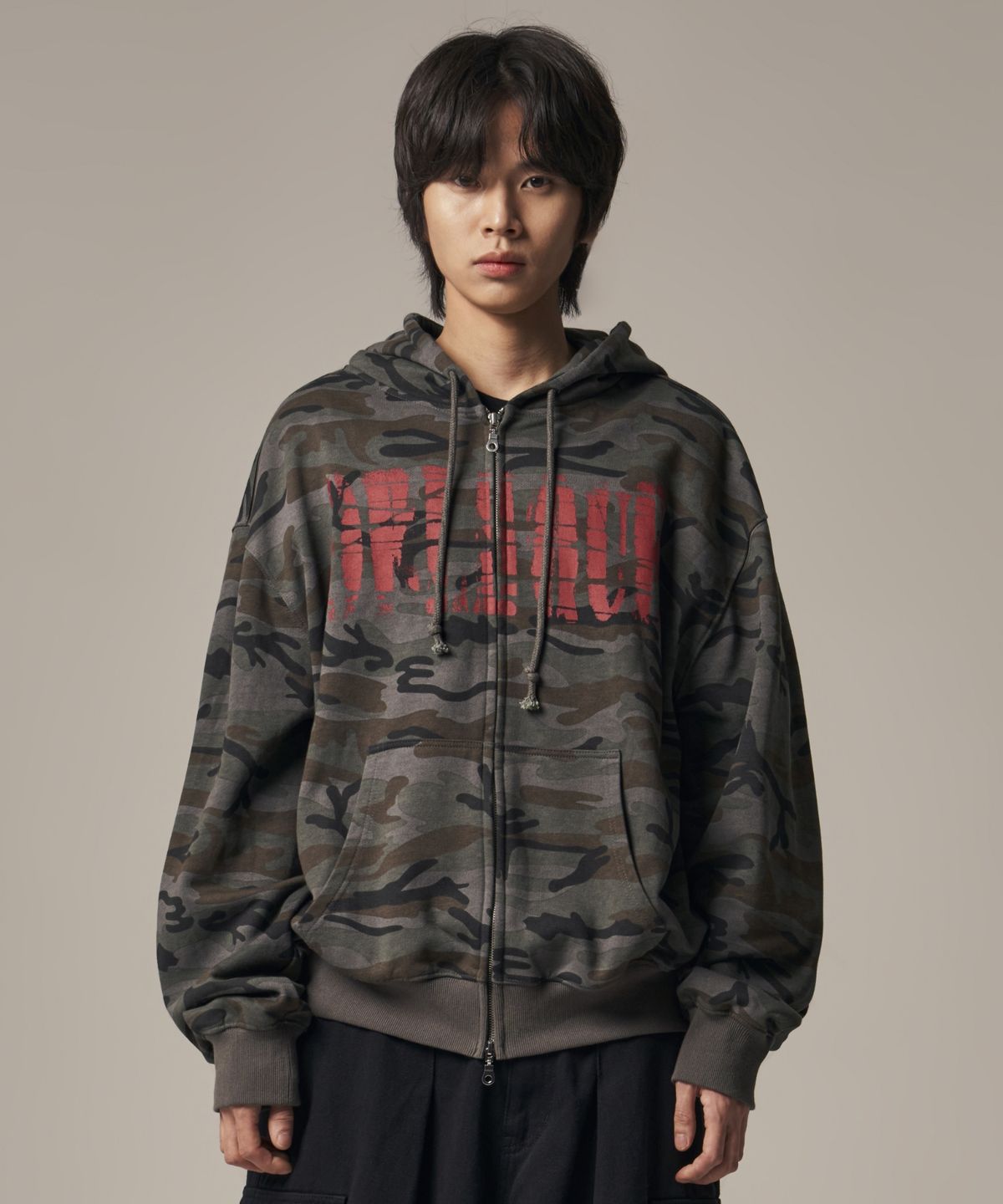 아이돈워너셀(IDWS) Oblique Hoodie Zip Up Dark Multi