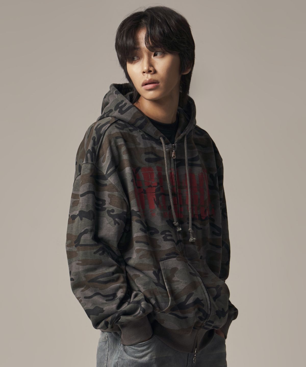 아이돈워너셀(IDWS) Oblique Hoodie Zip Up Dark Multi