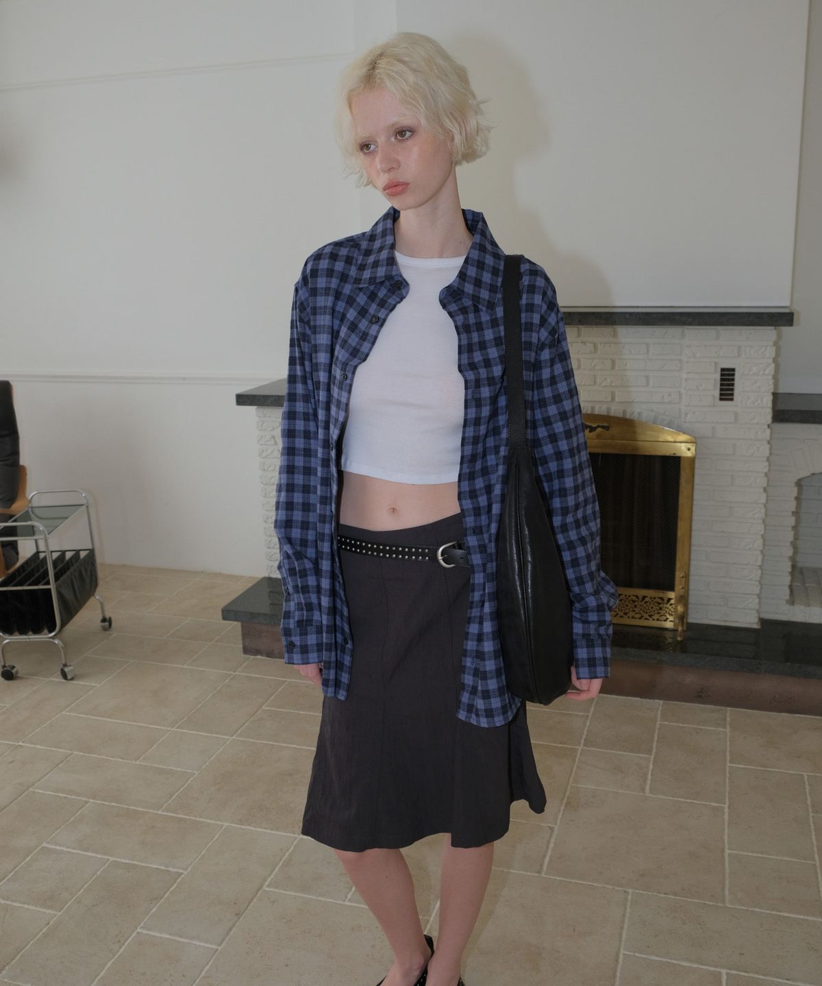큐리티(CURETTY) C OVER-FIT CHECK SHIRT_BLUE