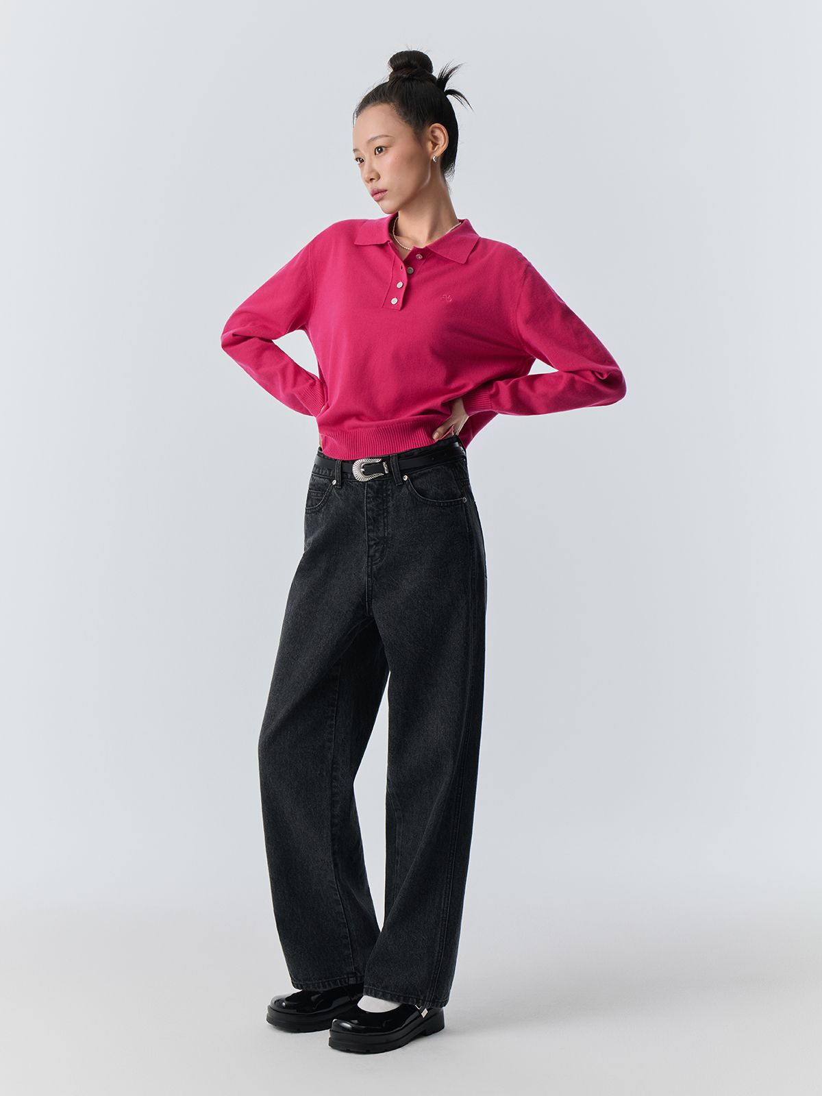 비플랫 베네통(Bb' BENETTON) 데님 스트레이트 팬츠 (Black)