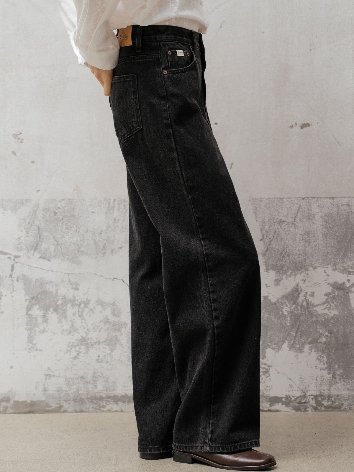 프리버07(FRIVER07) Stan wide fit denim pants FRFA01DP02_Black