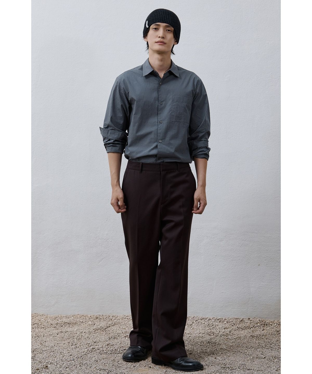 유스(YOUTH) Flared Wool Trousers - Brown