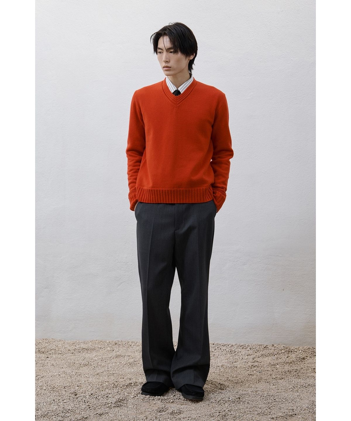 유스(YOUTH) Flared Wool Trousers - Charcoal Grey