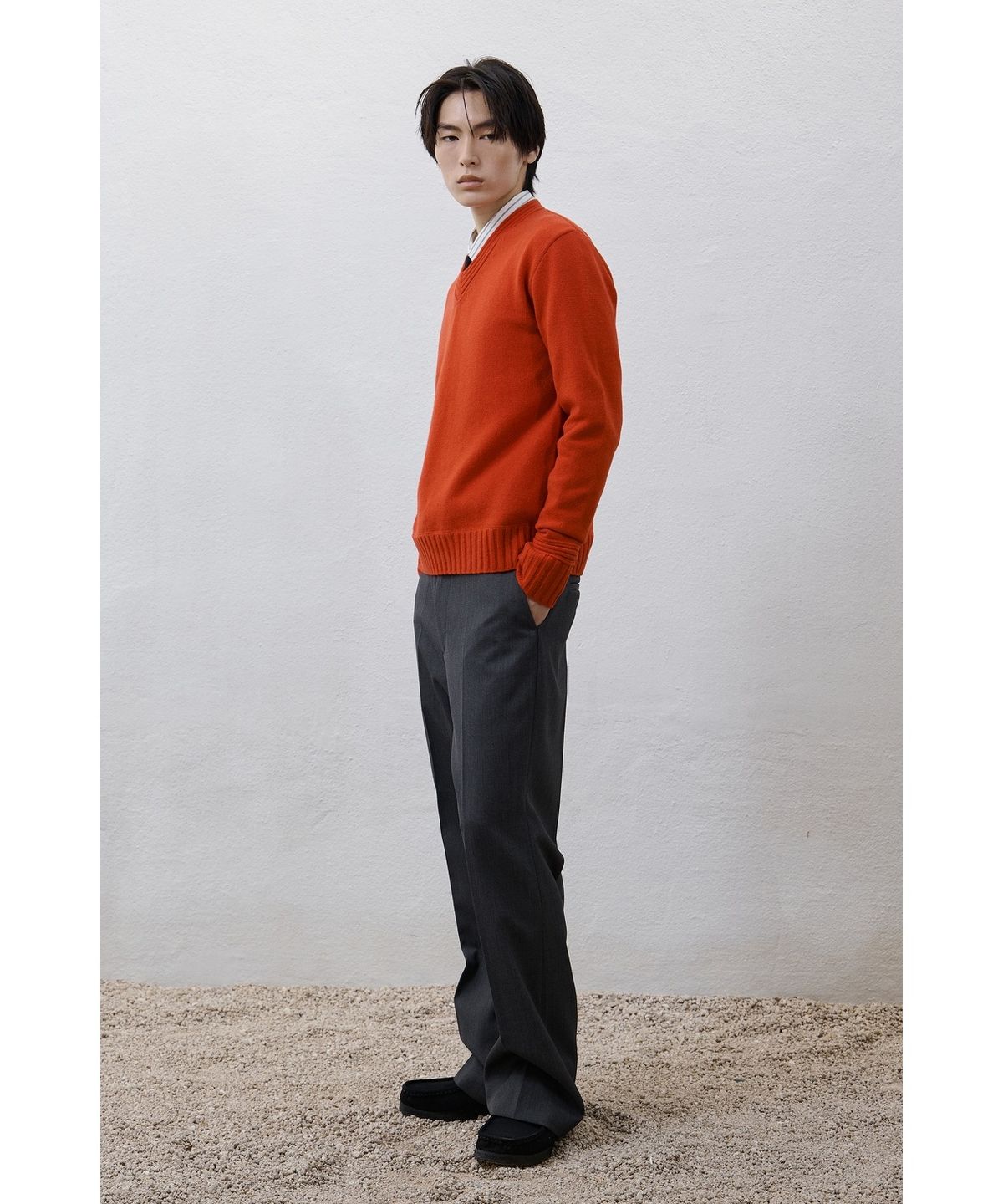유스(YOUTH) Flared Wool Trousers - Charcoal Grey