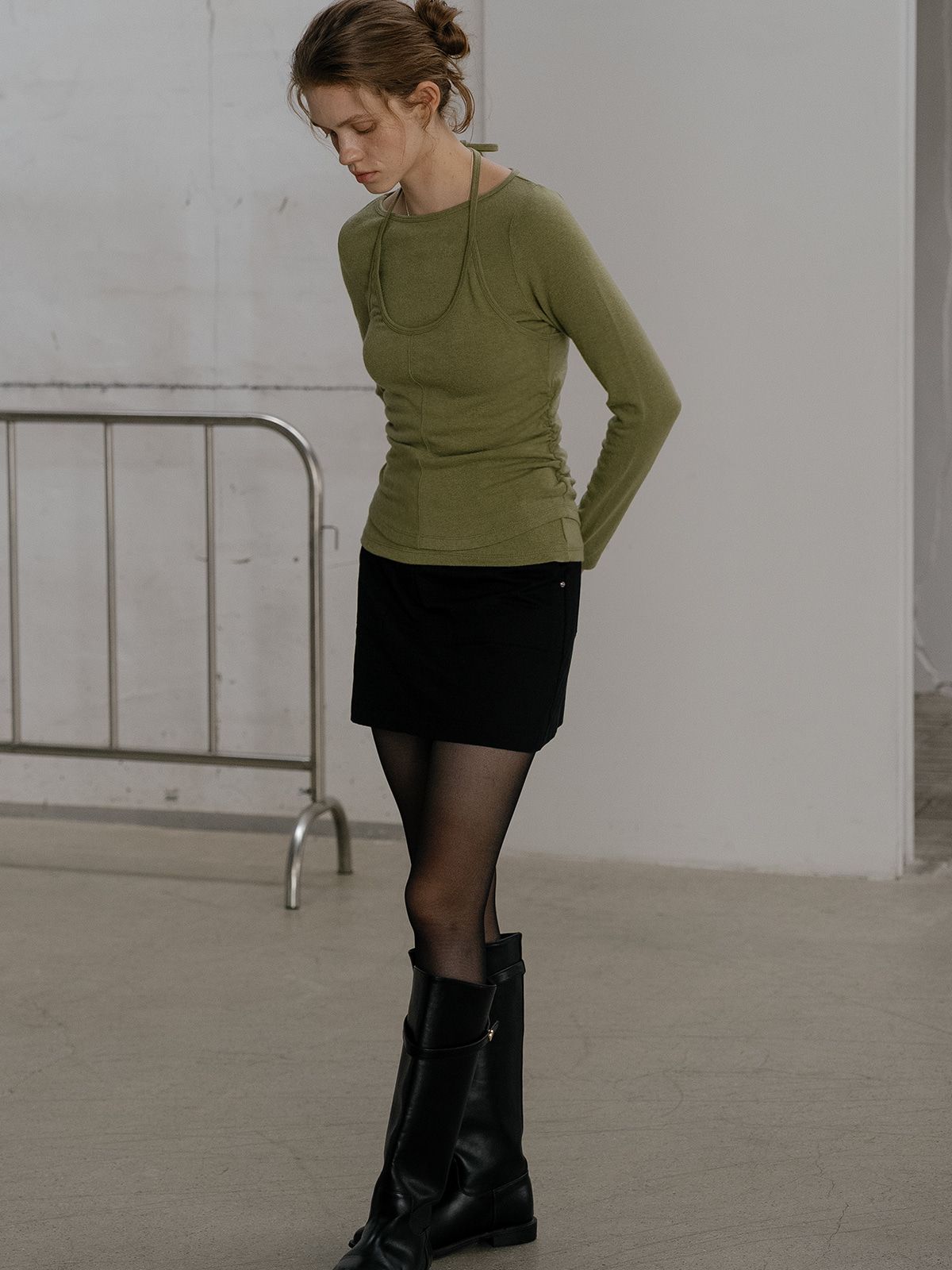 프리버07(FRIVER07) Layered halter neck top set FRFA01LT08_Olive