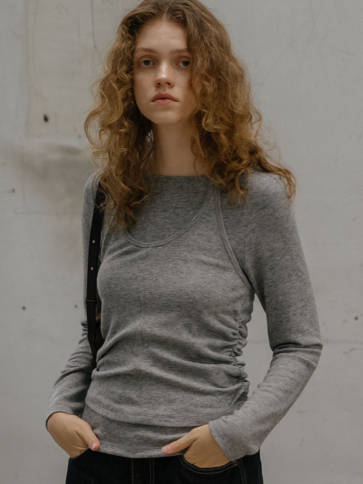 프리버07(FRIVER07) Layered halter neck top set FRFA01LT07_Gray