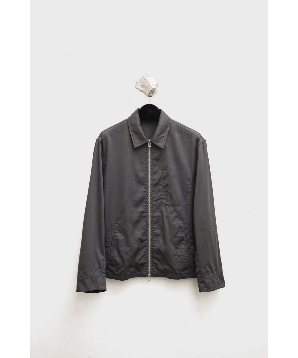 유스(YOUTH) Washed Cotton Zip-up Jacket - Charcoal Grey