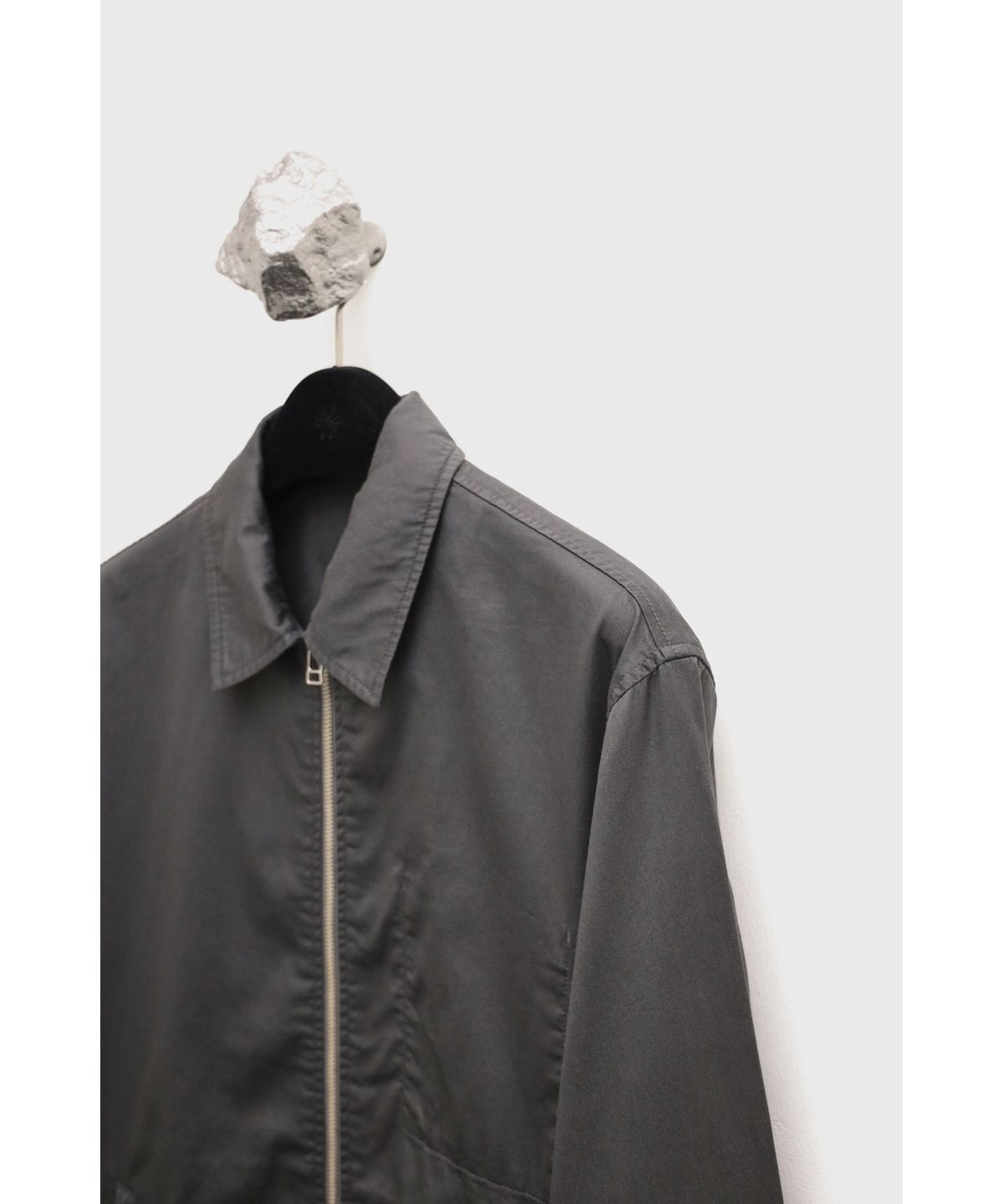 유스(YOUTH) Washed Cotton Zip-up Jacket - Charcoal Grey