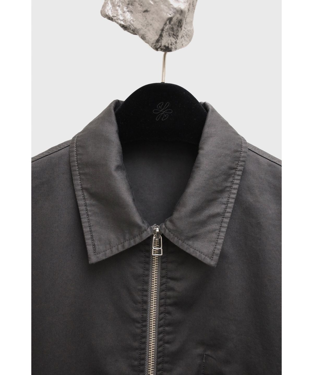 유스(YOUTH) Washed Cotton Zip-up Jacket - Charcoal Grey
