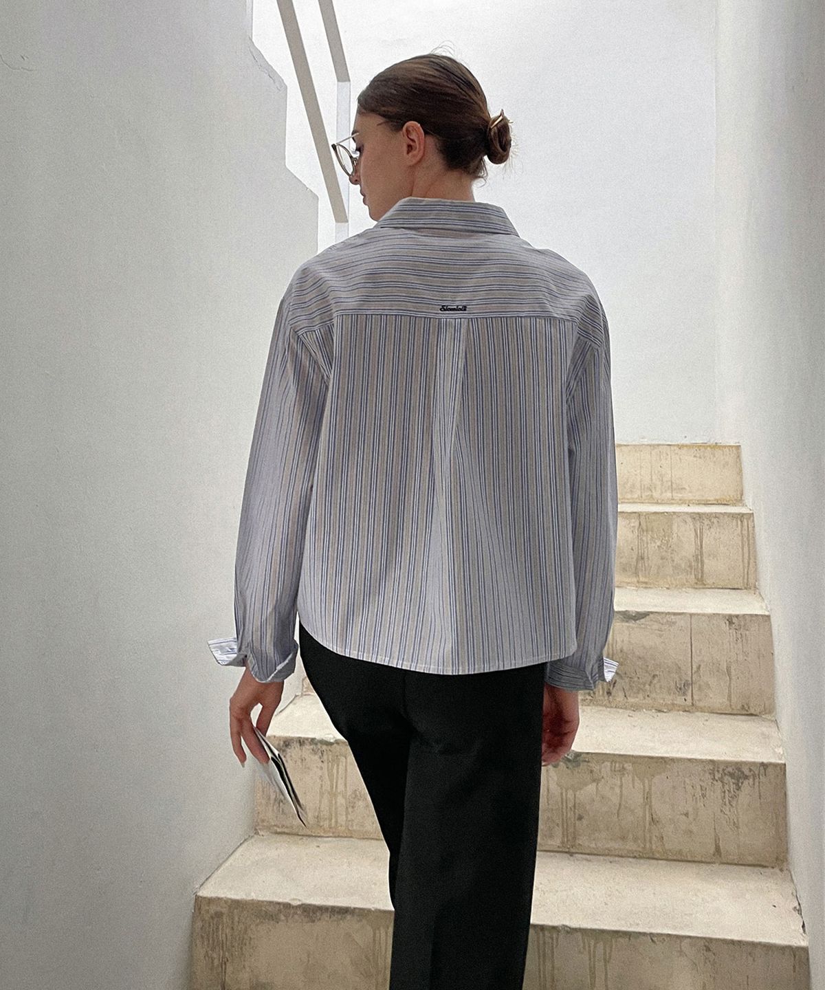 슬로우롤리(SLOWLOLLI) Blue breeze striped shirt