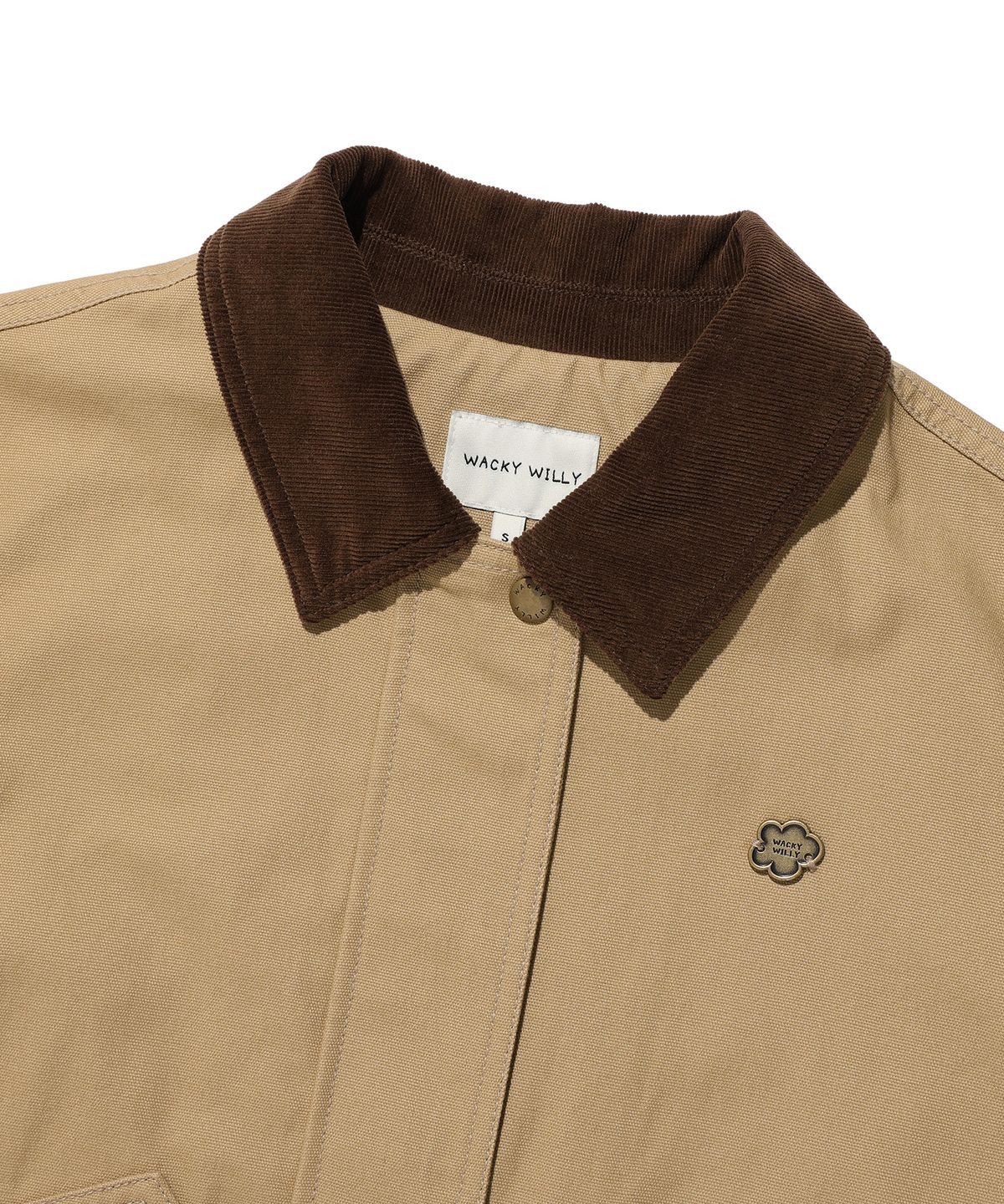 와키윌리(WACKY WILLY) 우먼스 카라배색 워싱 코튼 자켓 베이지