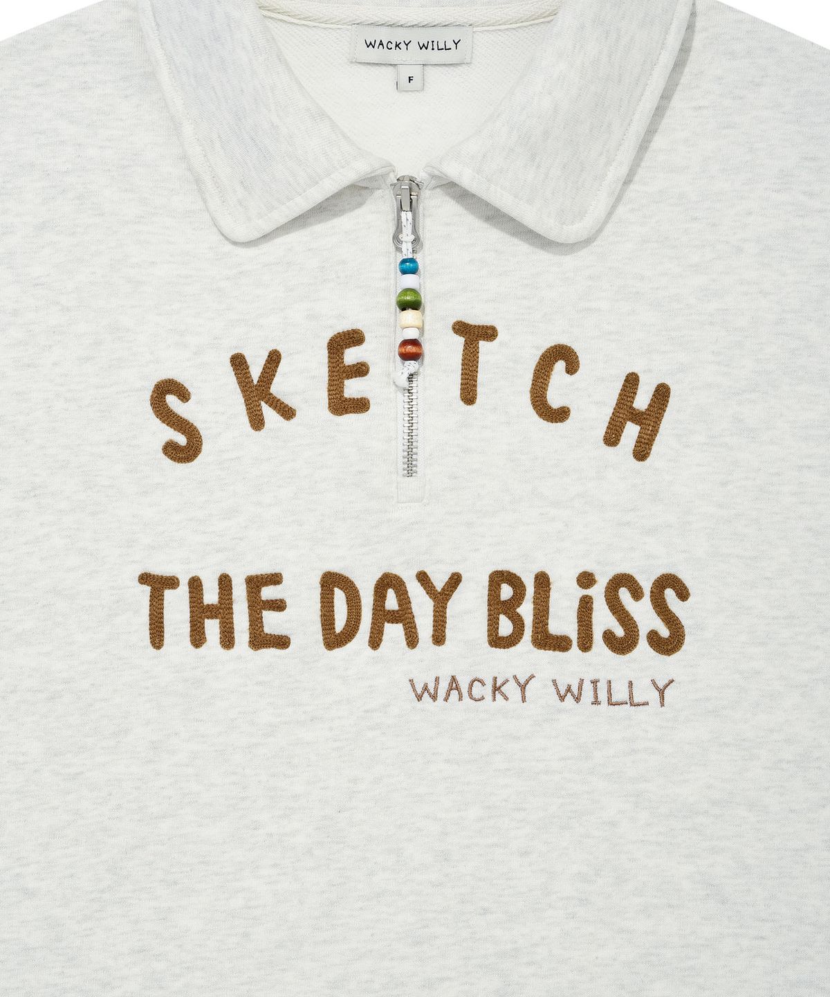 와키윌리(WACKY WILLY) 우먼스 레터링 카라하프집업 오트밀