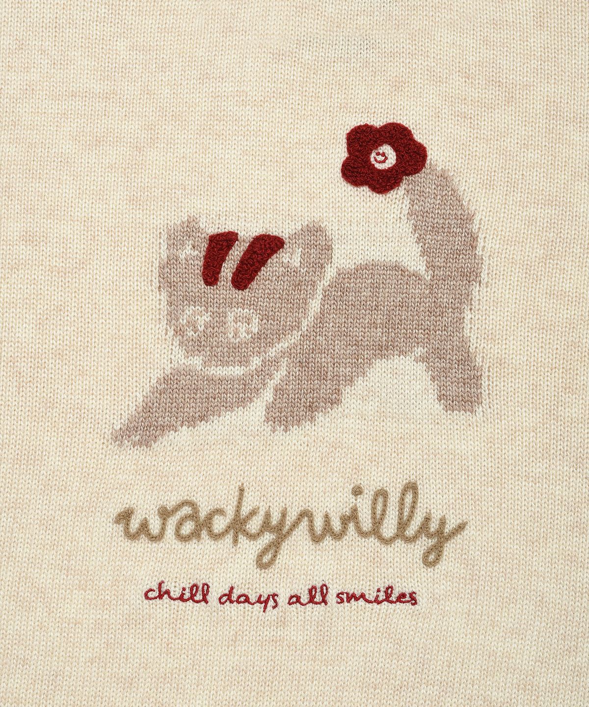 와키윌리(WACKY WILLY) 우먼스 레오 그래픽 그런지 풀오버 크림