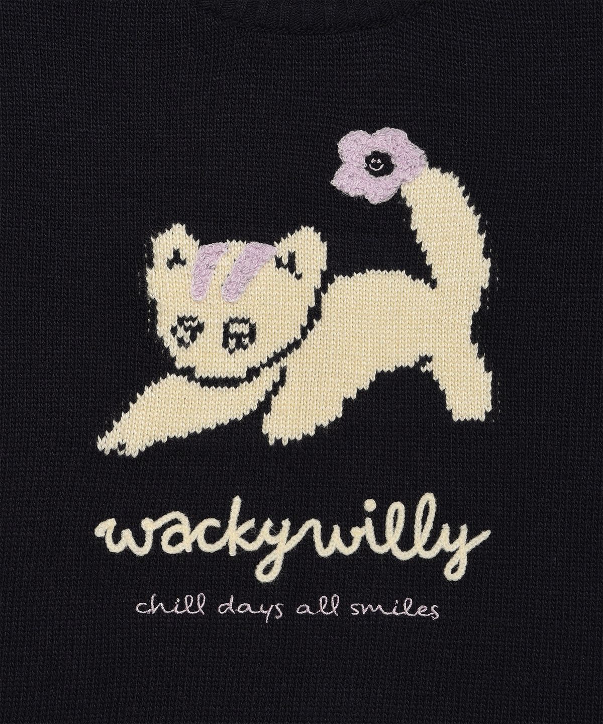 와키윌리(WACKY WILLY) 우먼스 레오 그래픽 그런지 풀오버 네이비