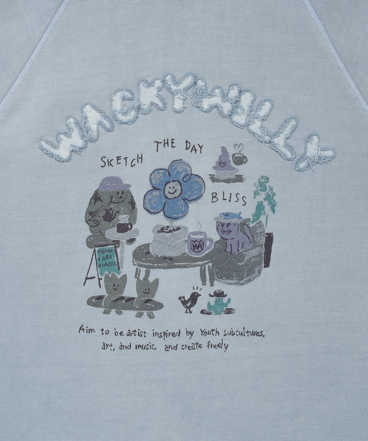 와키윌리(WACKY WILLY) 우먼스 피그먼트 그래픽 후디 블루