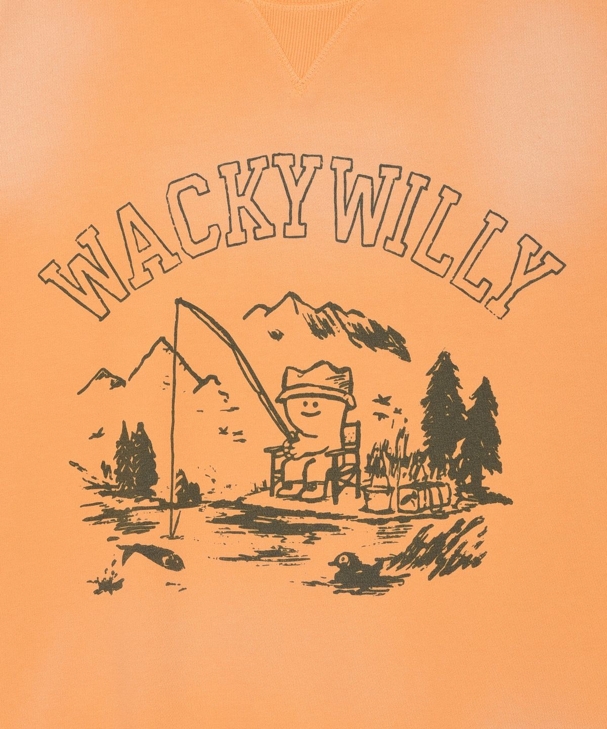 와키윌리(WACKY WILLY) 워싱 키키 그래픽 맨투맨 오렌지