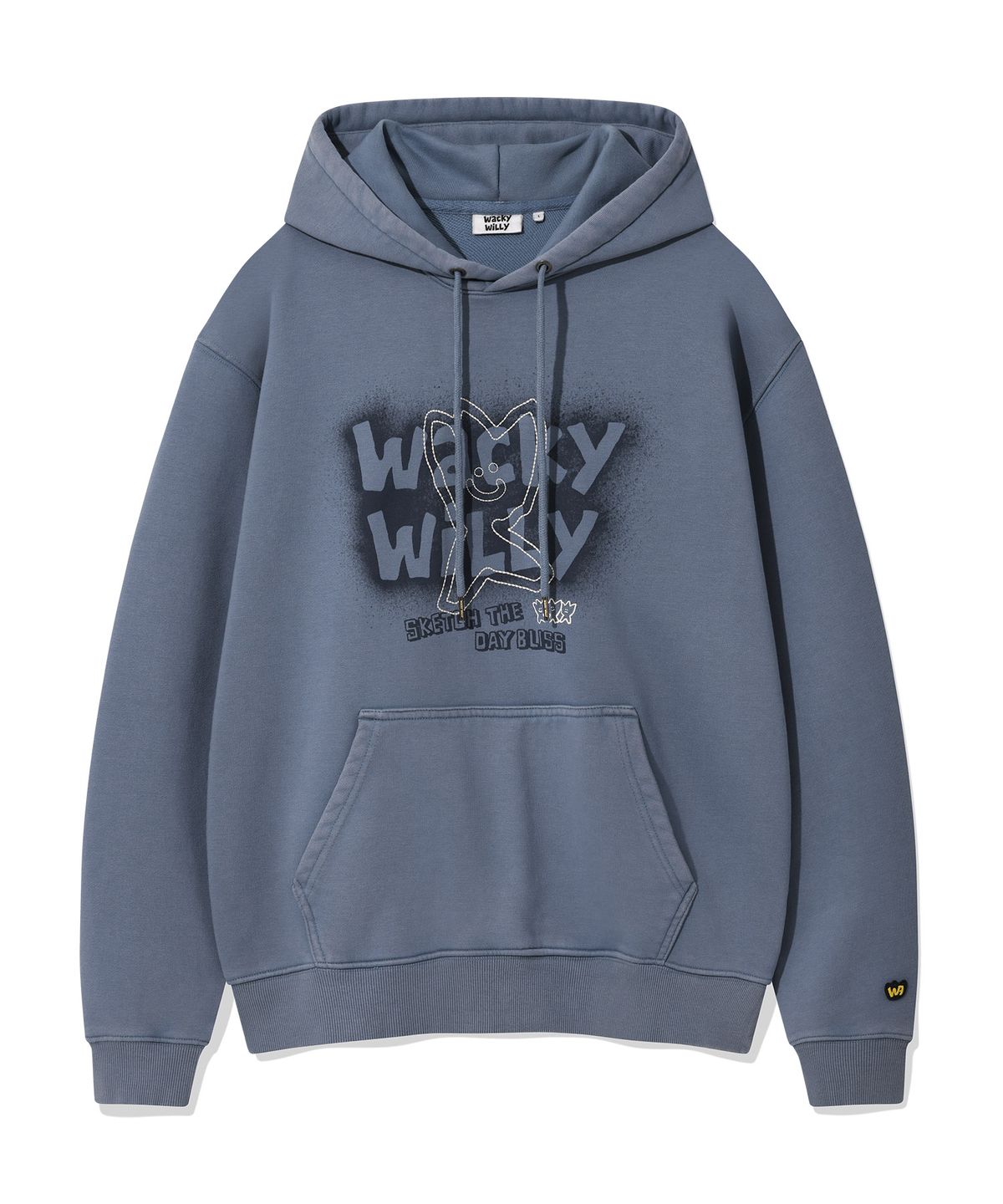 와키윌리(WACKY WILLY) 키키 피그먼트 그래픽 후드 스웻 블루