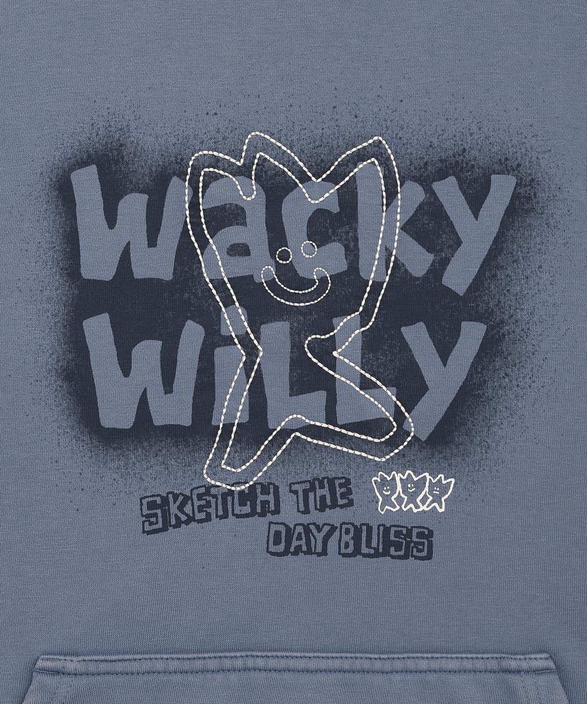 와키윌리(WACKY WILLY) 키키 피그먼트 그래픽 후드 스웻 블루