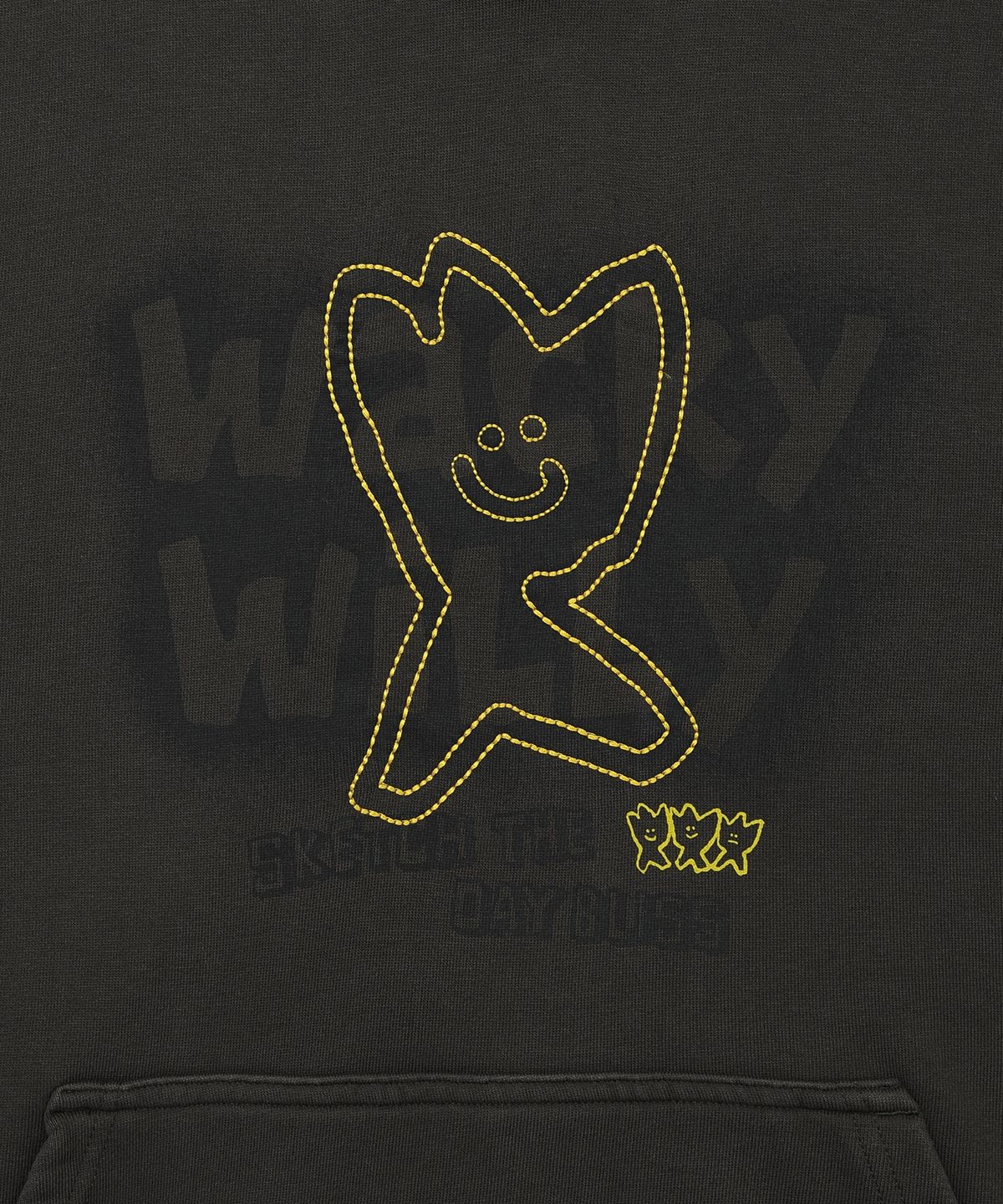 와키윌리(WACKY WILLY) 키키 피그먼트 그래픽 후드 스웻 차콜