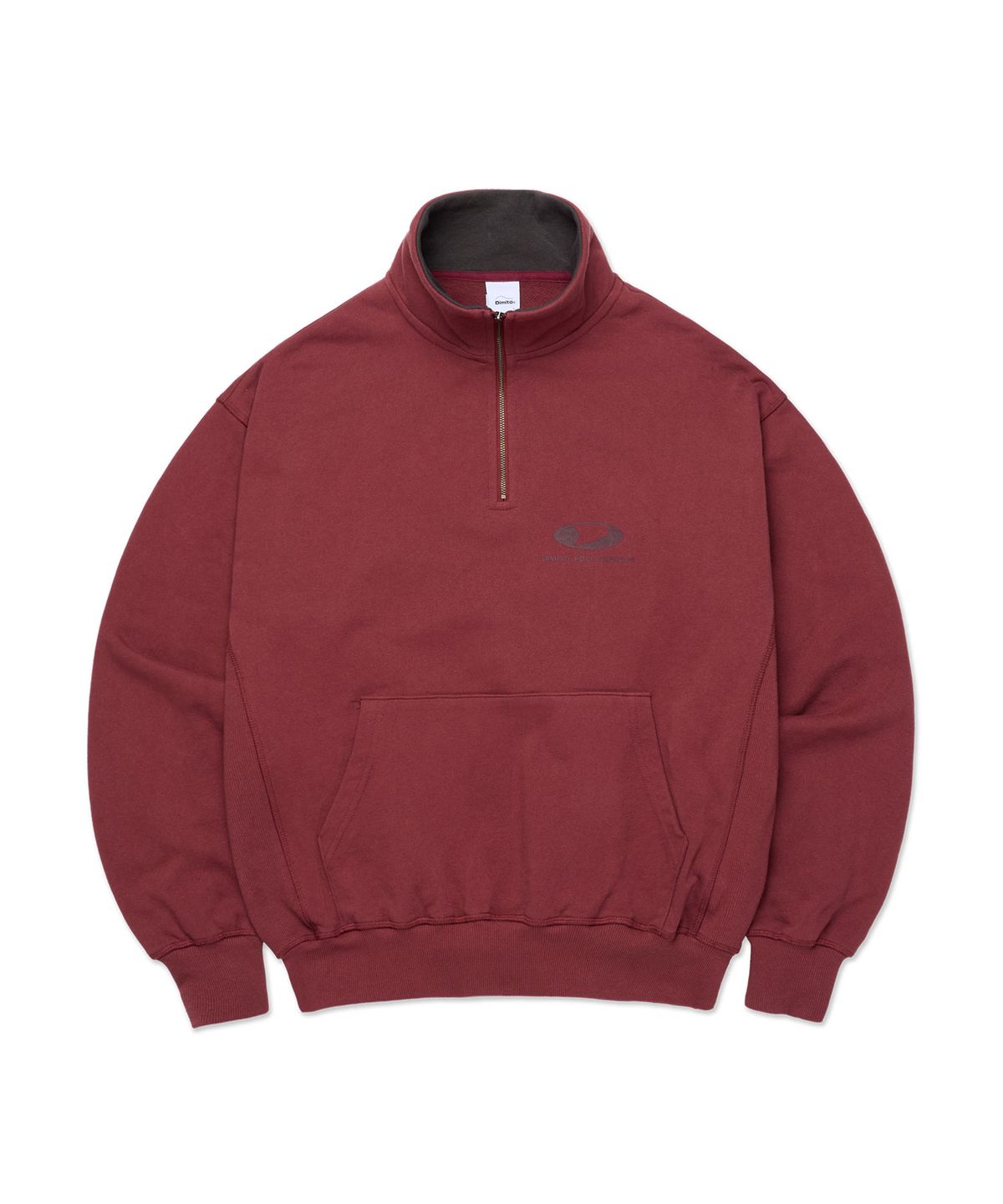 디미토(DIMITO) CIRCLE LOGO HALF ZIP SWEATSHIRT BURGUNDY