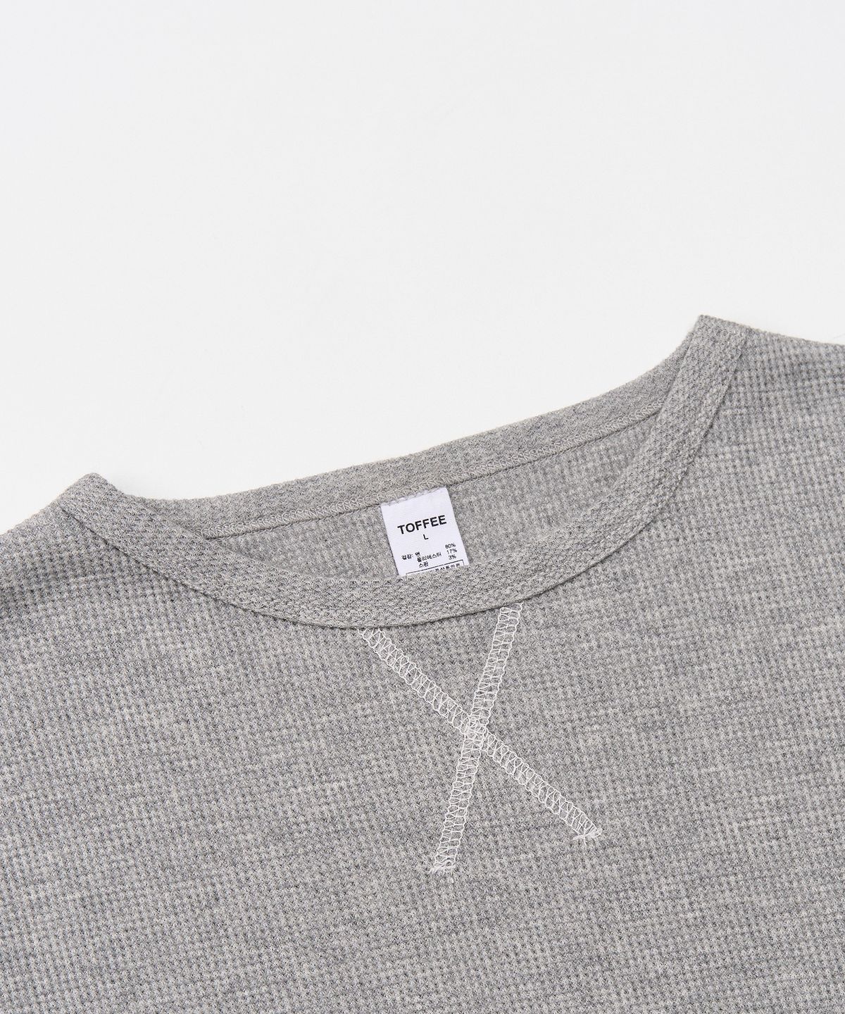 토피(TOFFEE) 스티치 와플 롱 슬리브 (GREY)
