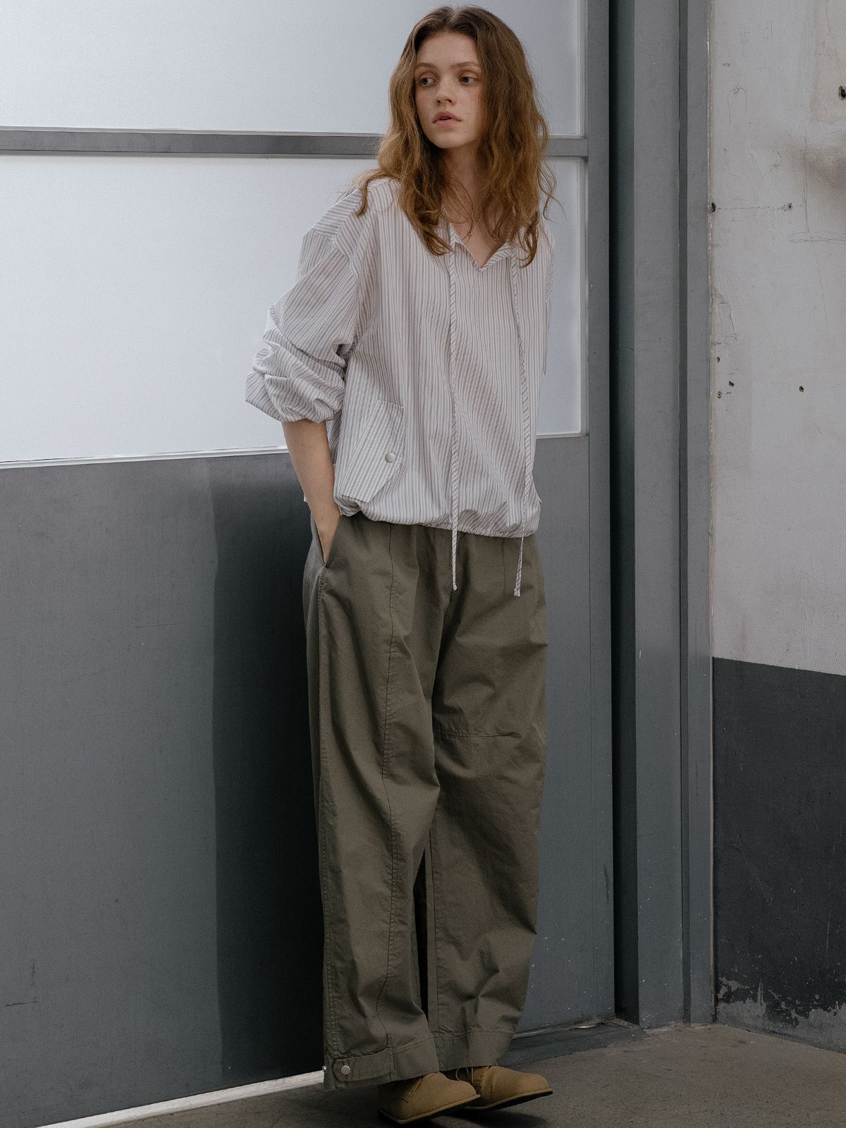 프리버07(FRIVER07) Stripe shirt anorak FRFA01SH12_Ivory
