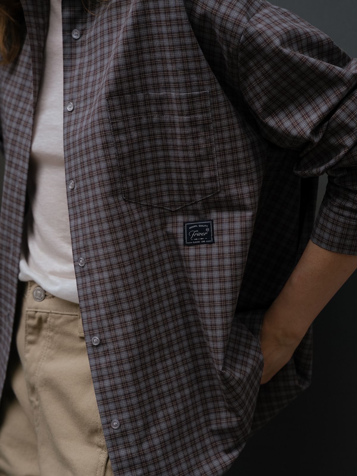 프리버07(FRIVER07) Oversized checked shirt [FRFA01SH11]_Brown