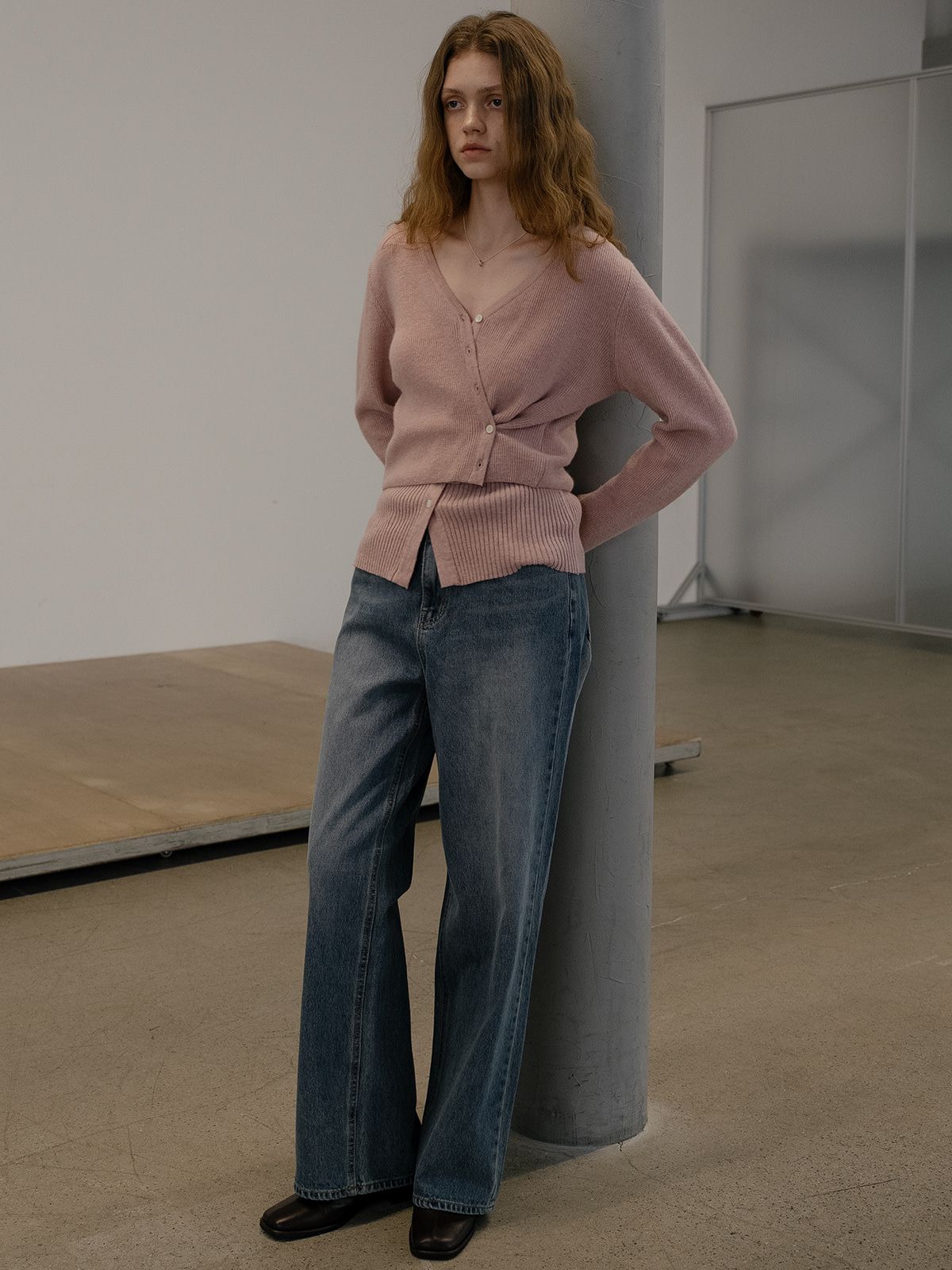 프리버07(FRIVER07) Ribbed 2way cardigan set [FRFA01CD06]_Pink