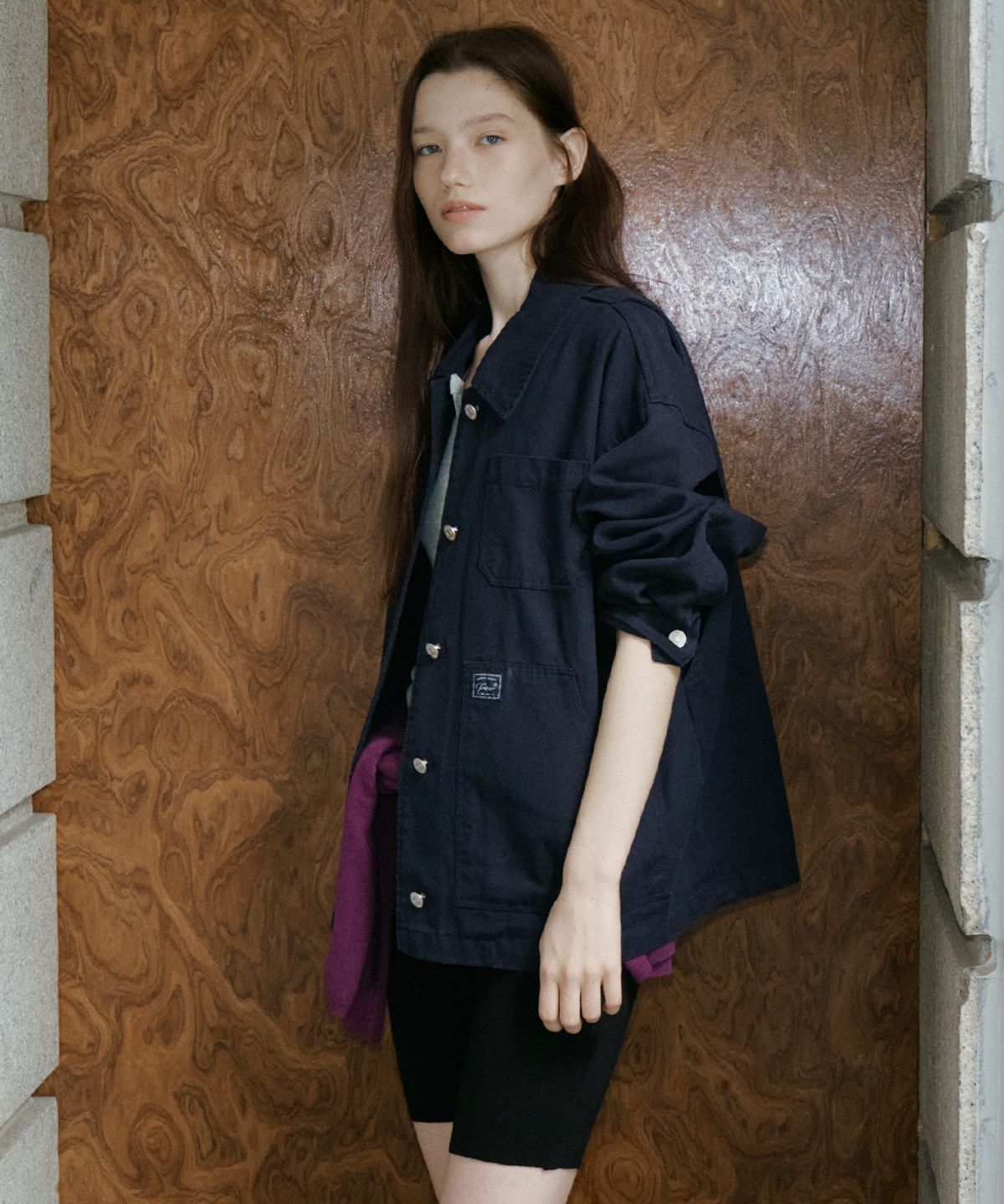 프리버07(FRIVER07) Pocket detail cotton work jacket FRFA01JK02_Navy
