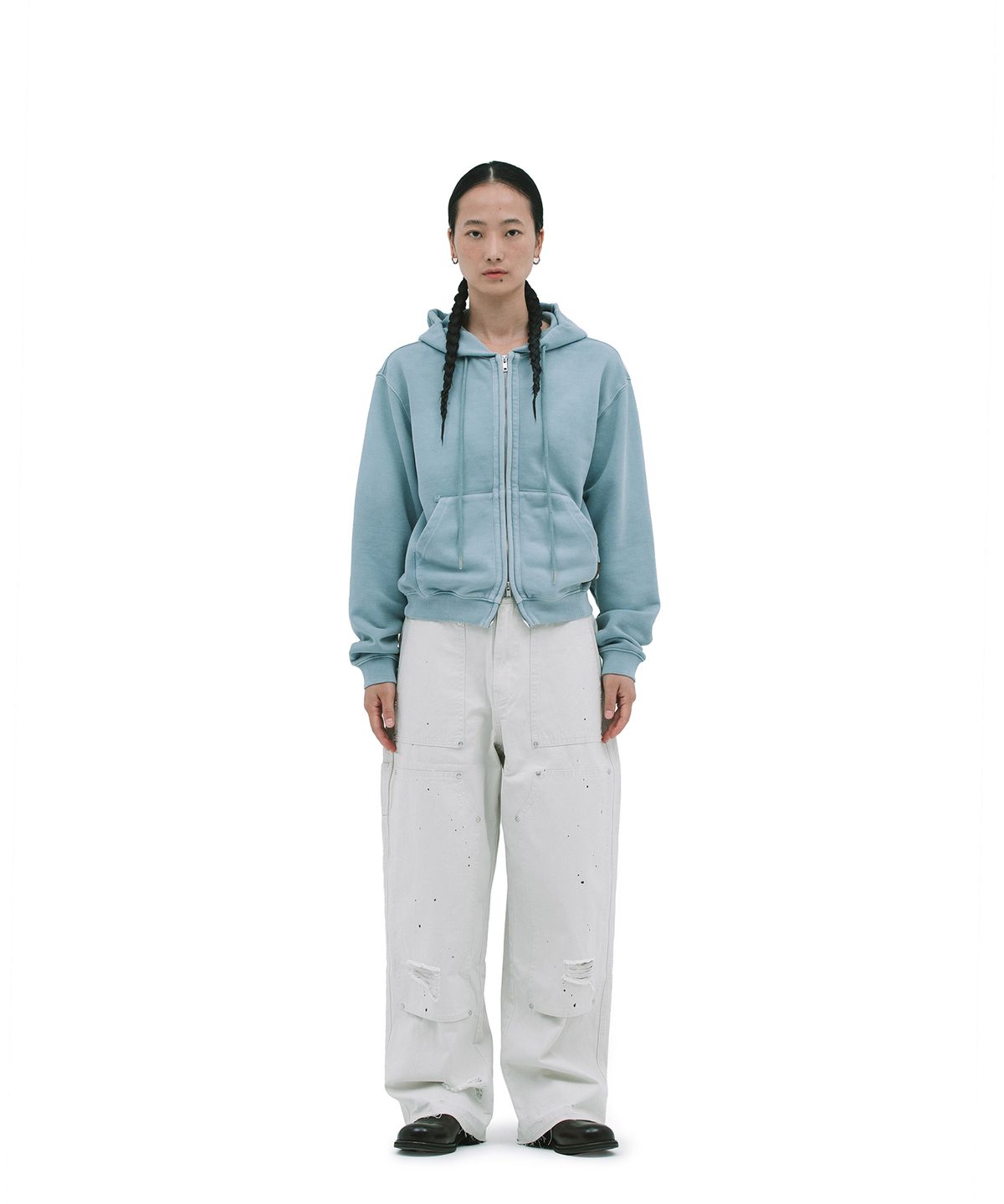 데프가먼츠(DEFGARMENTS) PIG BRUSHED HOOD ZIPUP [SKY BLUE]