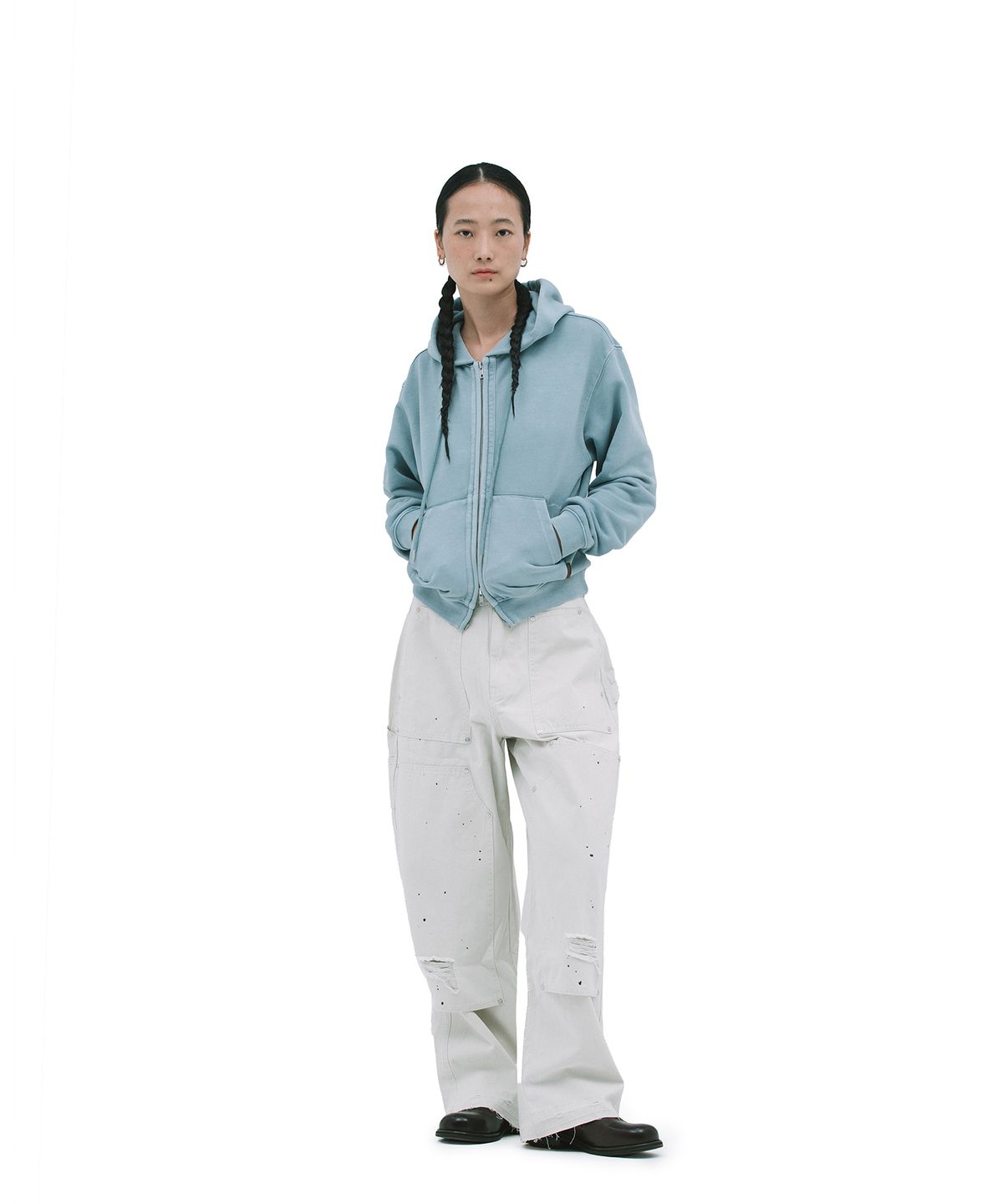 데프가먼츠(DEFGARMENTS) PIG BRUSHED HOOD ZIPUP [SKY BLUE]