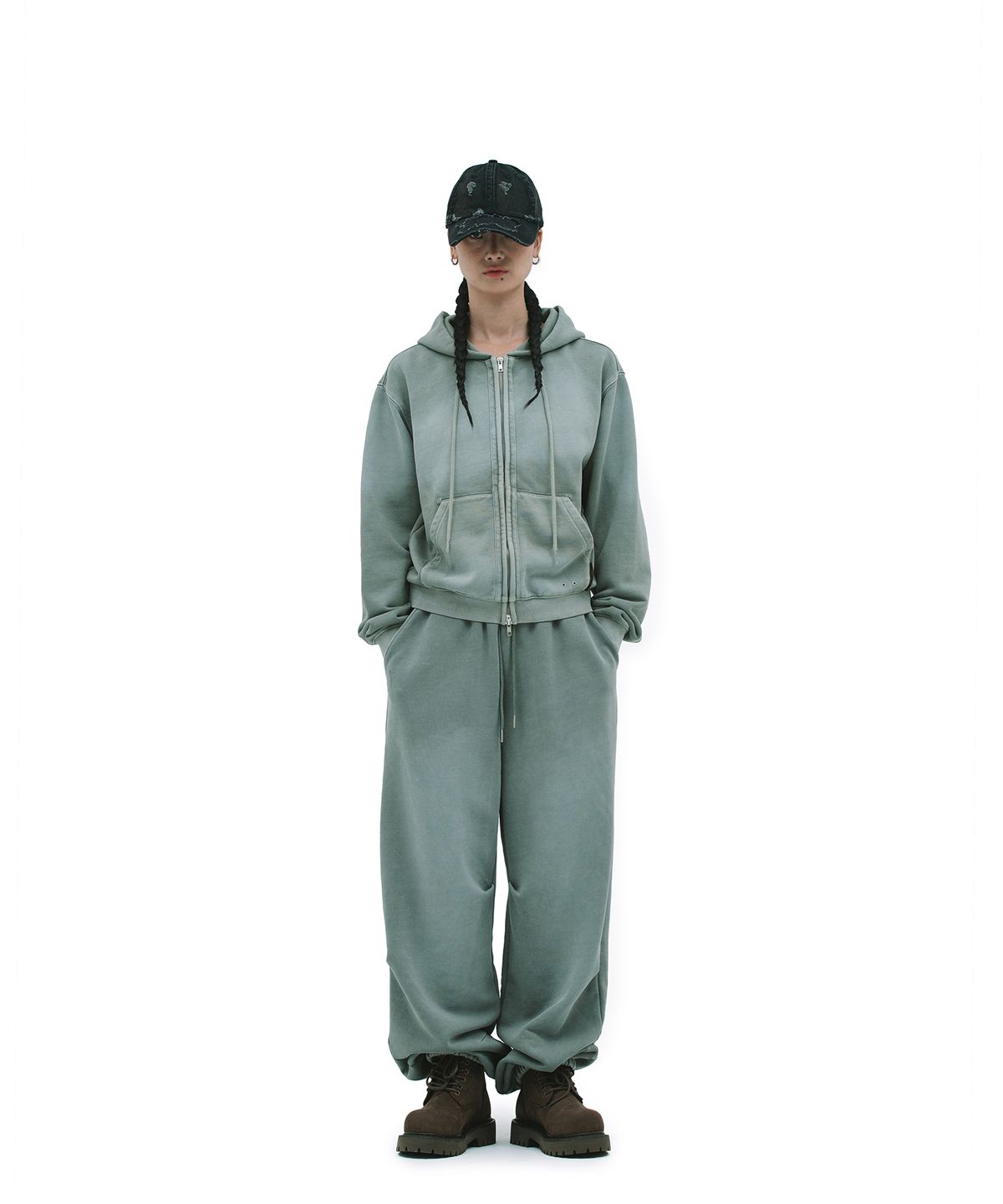 데프가먼츠(DEFGARMENTS) PIG BRUSHED HOOD ZIPUP [KHAKI]
