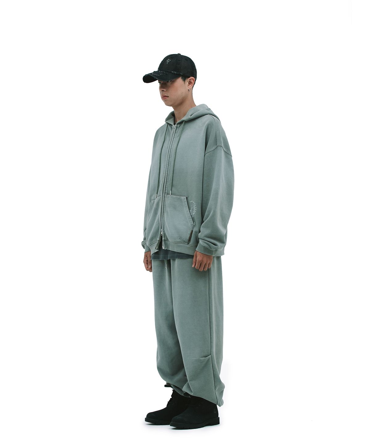데프가먼츠(DEFGARMENTS) PIG BRUSHED HOOD ZIPUP [KHAKI]