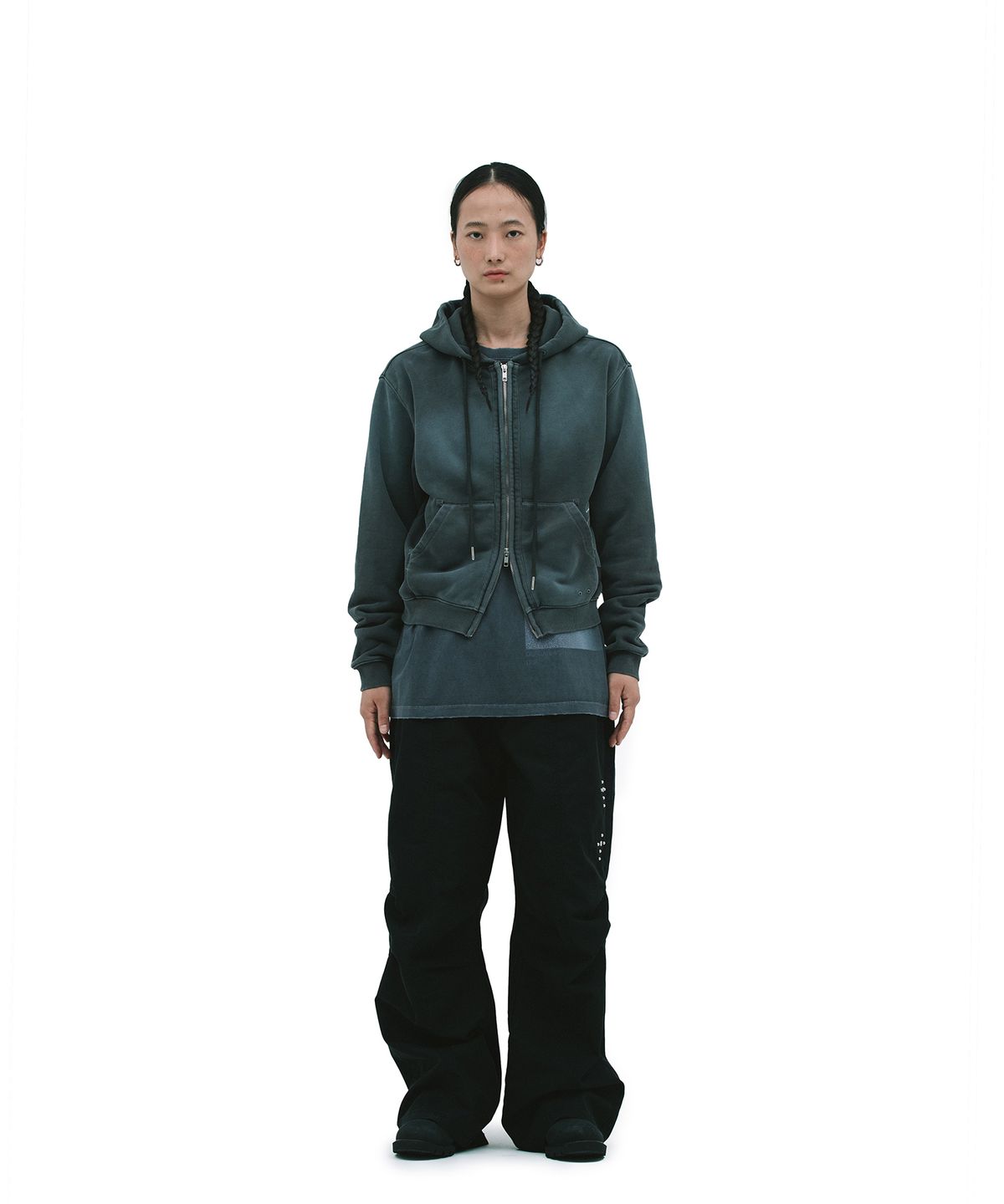 데프가먼츠(DEFGARMENTS) PIG BRUSHED HOOD ZIPUP [CHARCOAL]