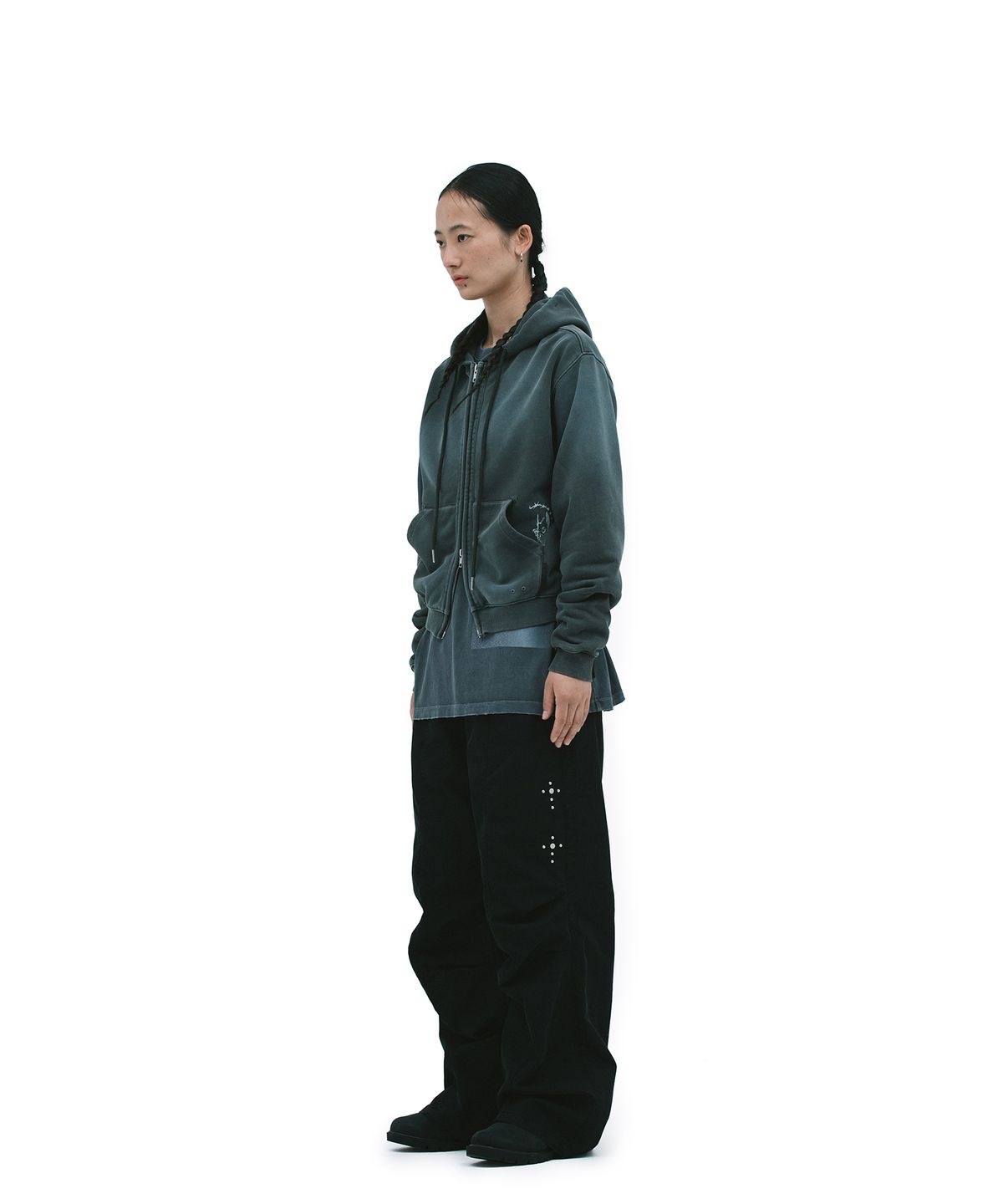 데프가먼츠(DEFGARMENTS) PIG BRUSHED HOOD ZIPUP [CHARCOAL]